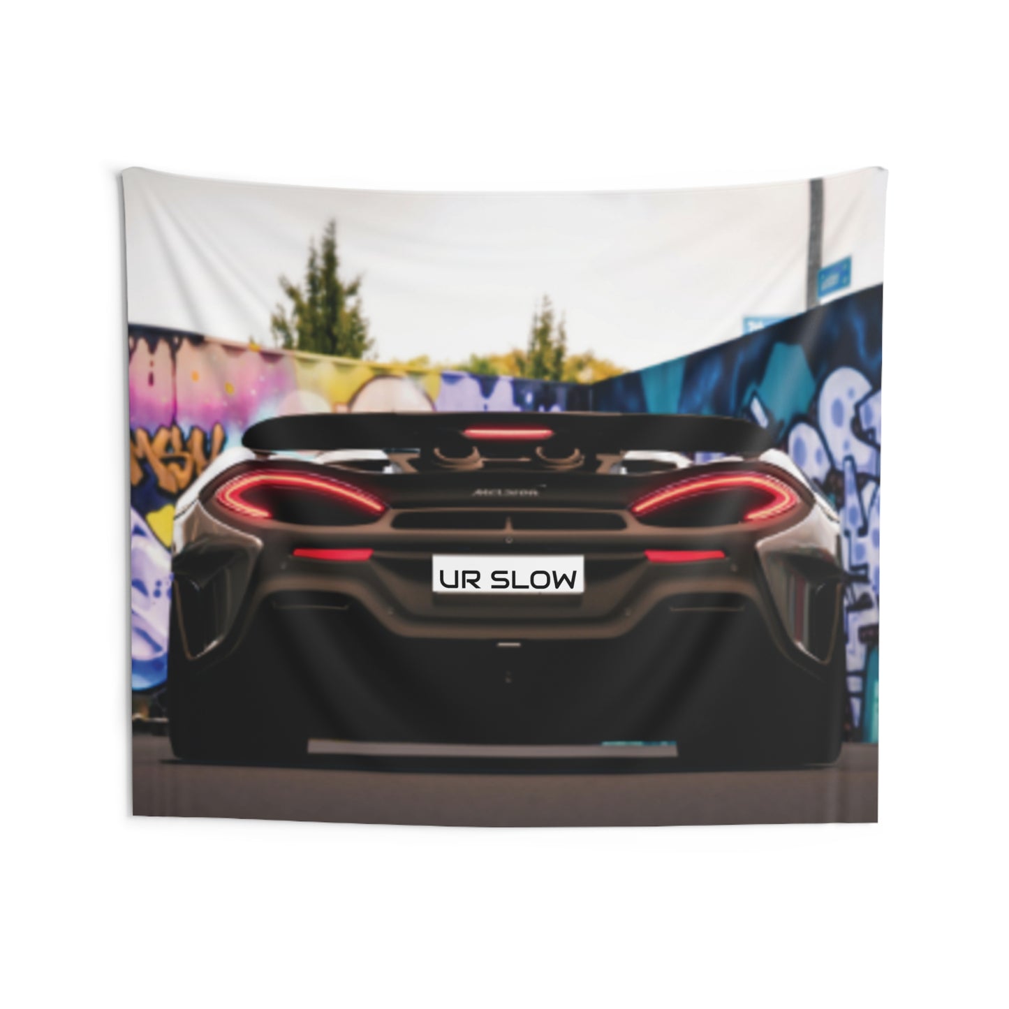 “UR SLOW” Car Wall Tapestry | Mindful Automotive Art for Modern Rooms & Car Lovers