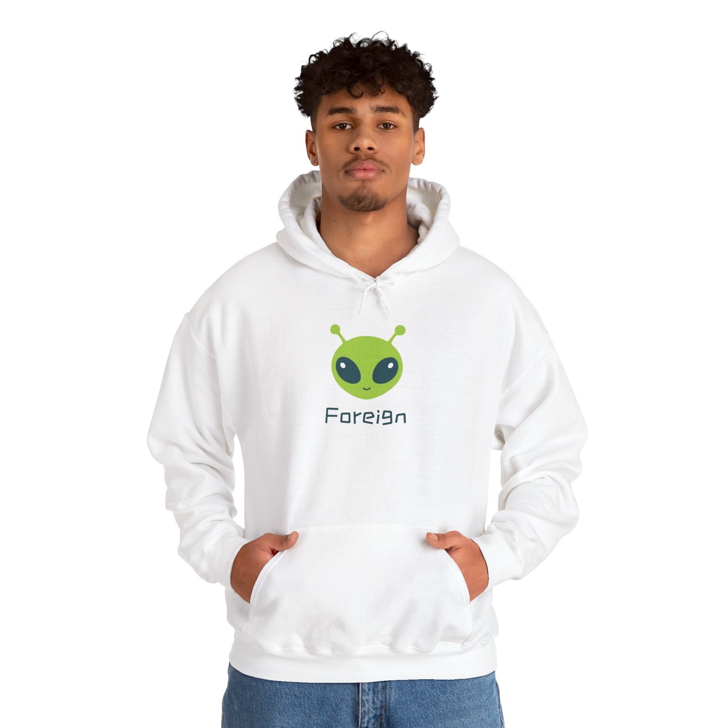 Alien Logo Hoodie — Retro Foreign UFO Graphic Sweatshirt