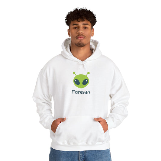 Alien Logo Hoodie — Retro Foreign UFO Graphic Sweatshirt