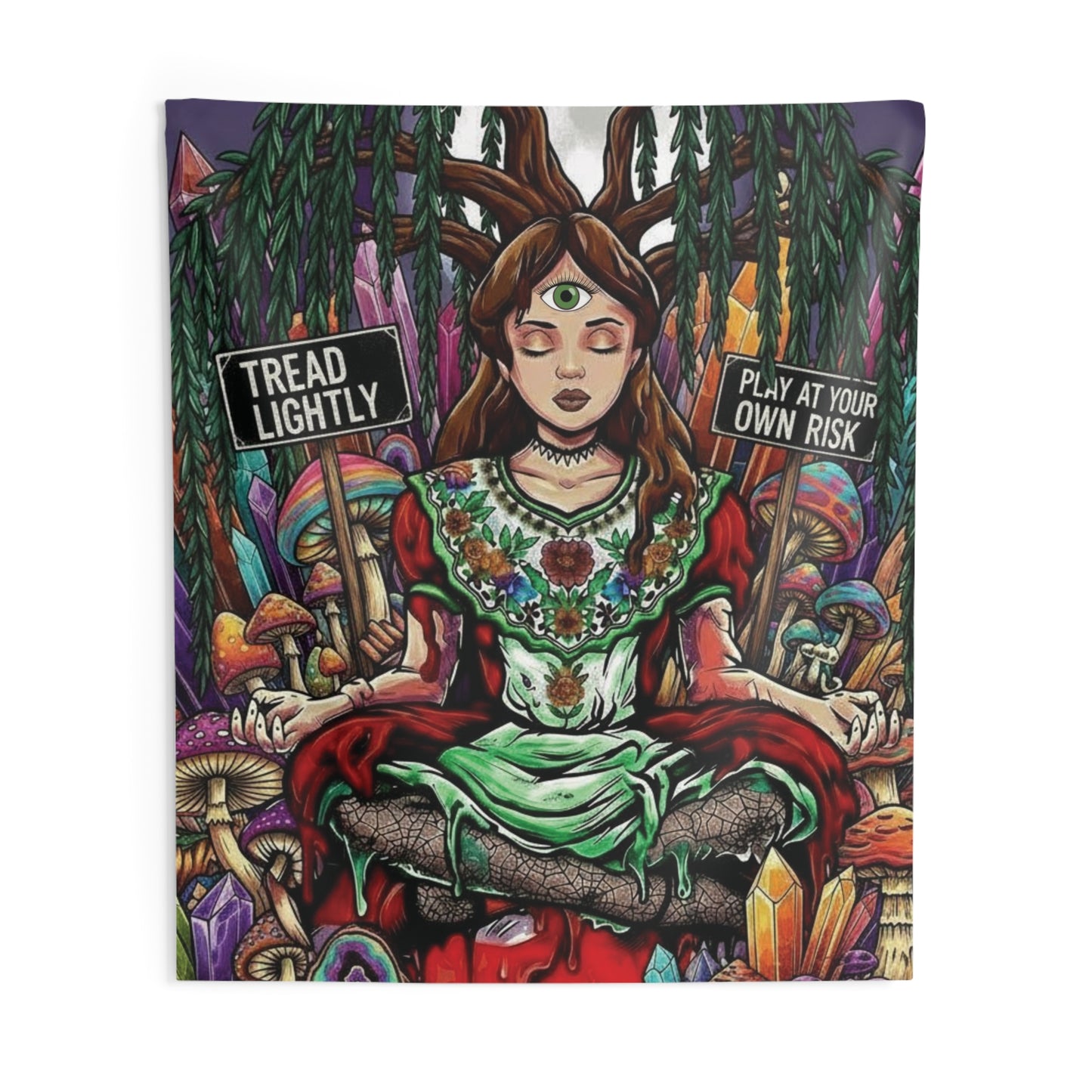 Meditating Third-Eye Tapestry - Spiritual Wall Art
