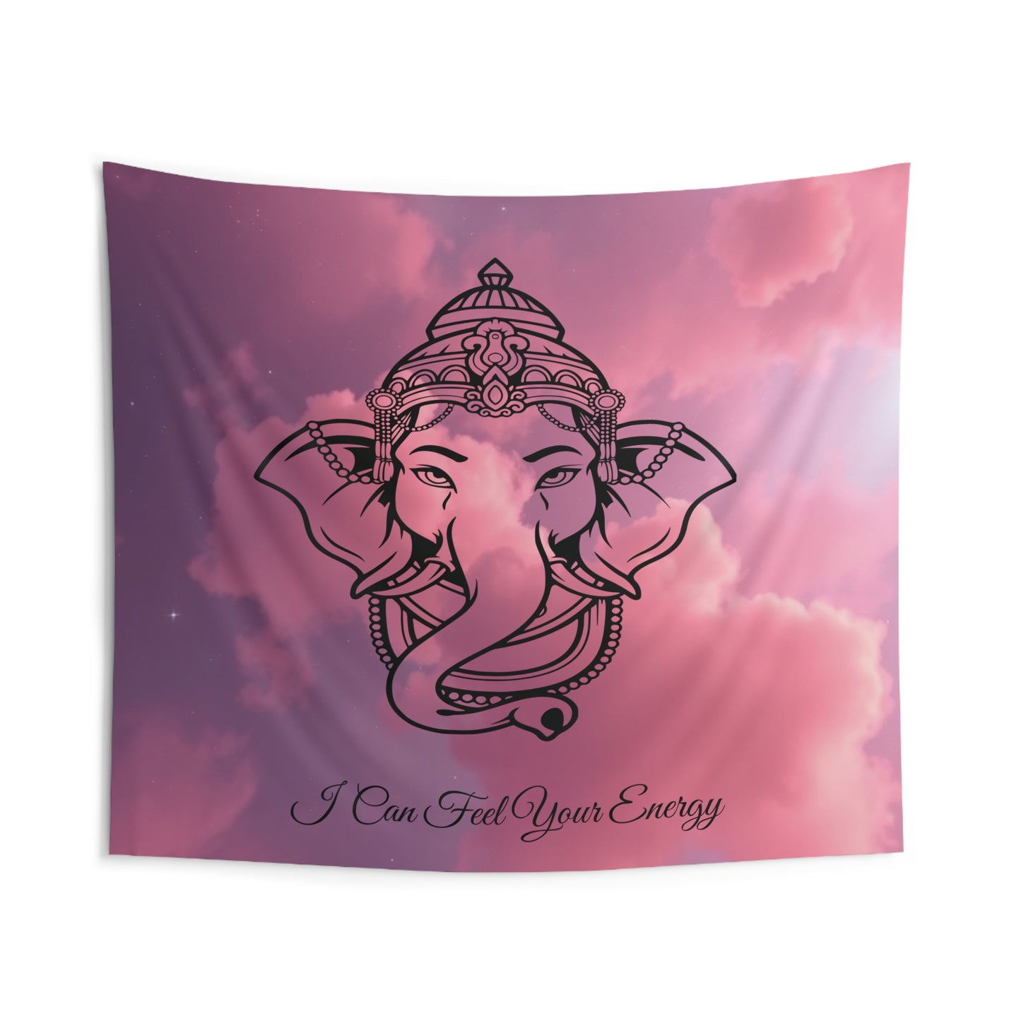 I Can Feel Your Energy Elephant Tapestry | Serene Boho Wall Art & Mindfulness Decor