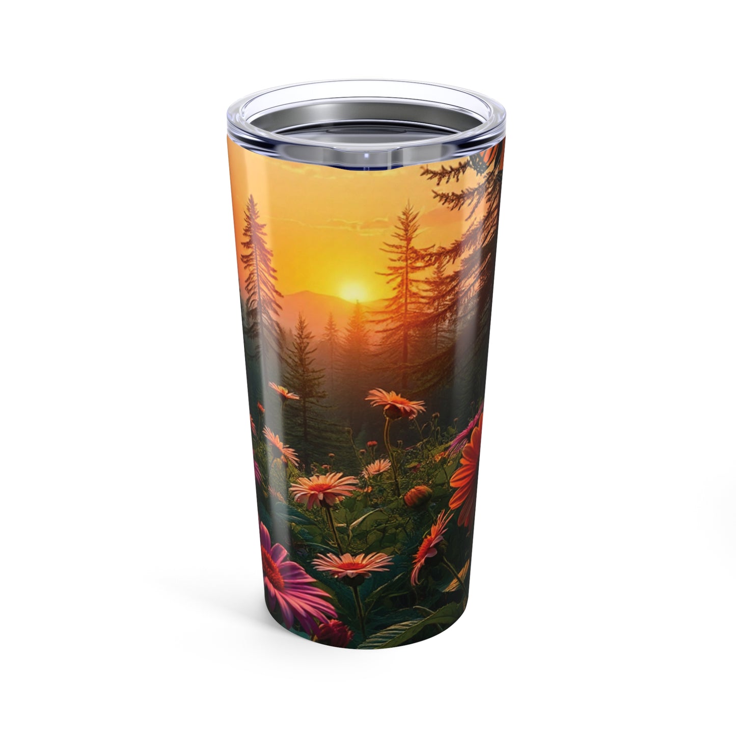Sunset Flower 20oz Tumbler | Floral Stainless Steel Insulated Travel Mug for Coffee, Tea & Gifts