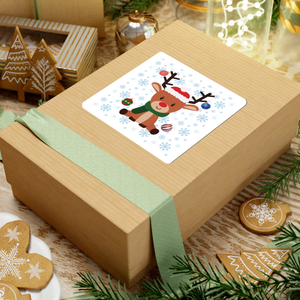 Festive Reindeer Kiss-Cut Stickers | Cute Holiday Decor, Laptop Accessories, Christmas Gifts, Scrapbooking, Gift Wrapping