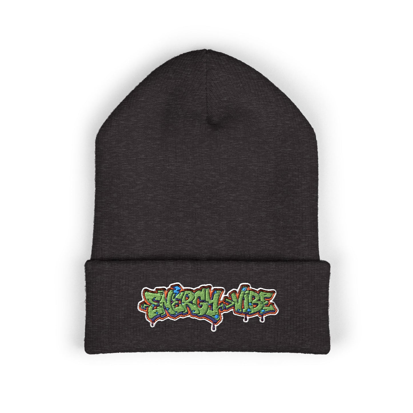 Energy > Vibe Embroidered Beanie — Classic Cuffed Knit Hat