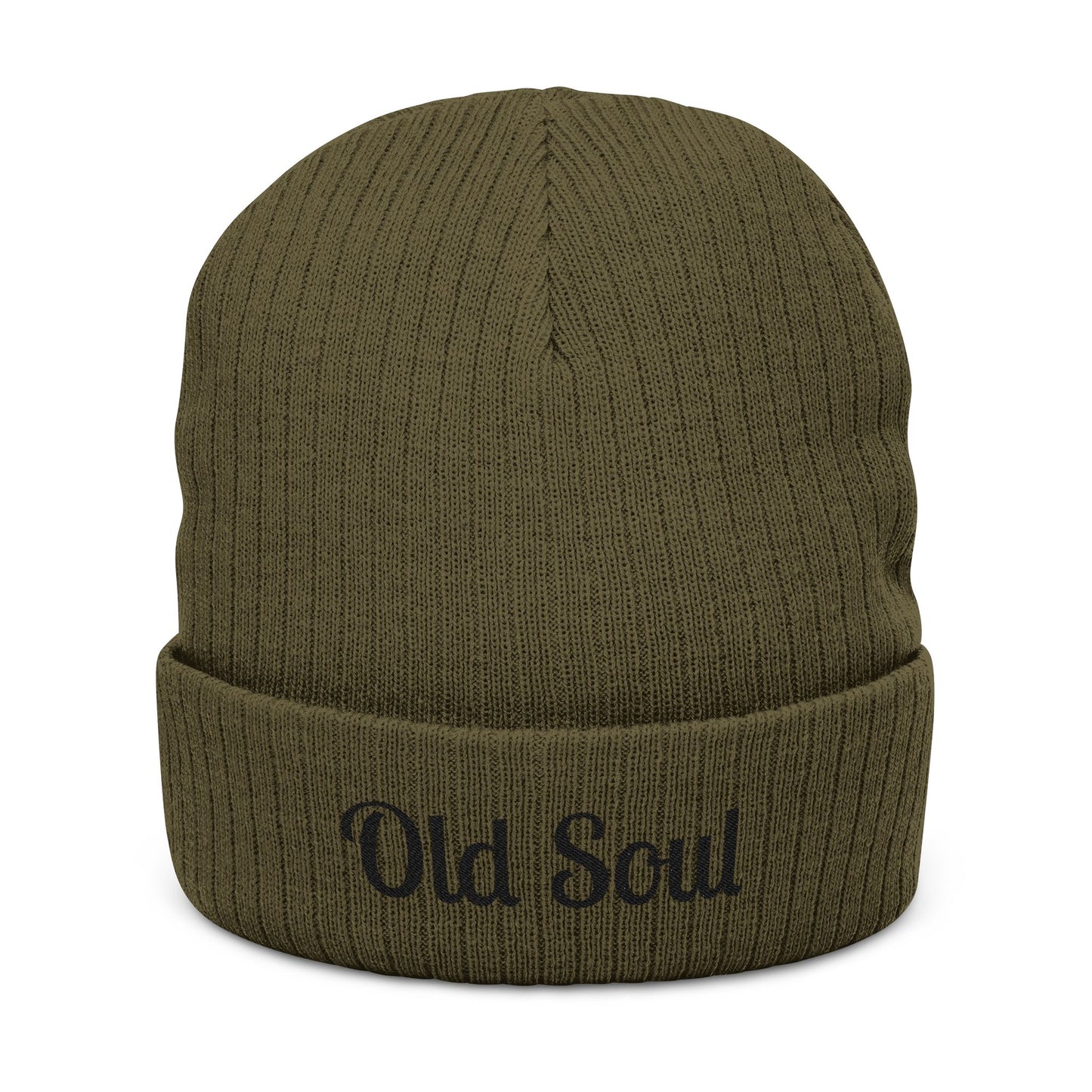 Old Soul Embroidered Ribbed Beanie – Cozy Winter Hat, Trendy Knit Accessory, Gift for Him or Her
