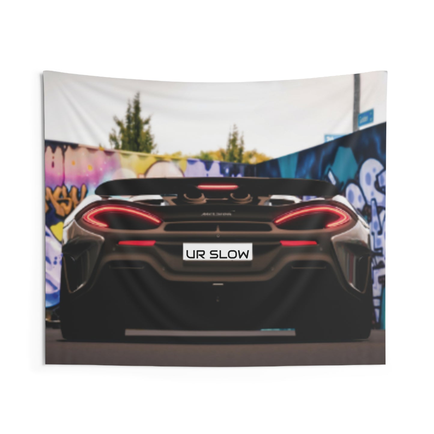 “UR SLOW” Car Wall Tapestry | Mindful Automotive Art for Modern Rooms & Car Lovers