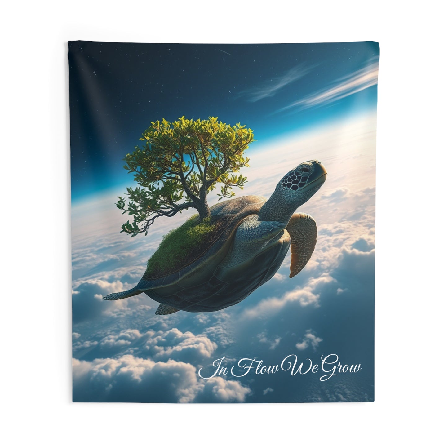 In Flow We Grow Turtle Tapestry | Zen-Inspired Wall Art for Yoga & Meditation Spaces
