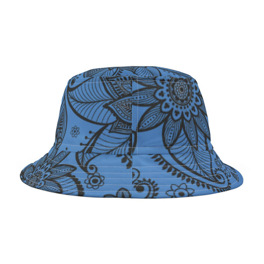 Blue Floral Bucket Hat | Unisex Summer & Festival Hat – Stylish Beachwear Sun Hat