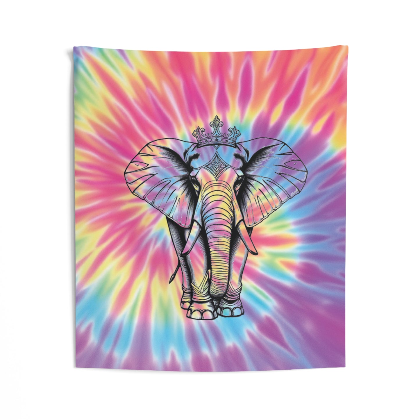 Colorful Elephant Tie-Dye Wall Tapestry, Boho Home Decor, Psychedelic Art, Living Room Wall Hanging, Festival Decorations, Yoga Studio Decor