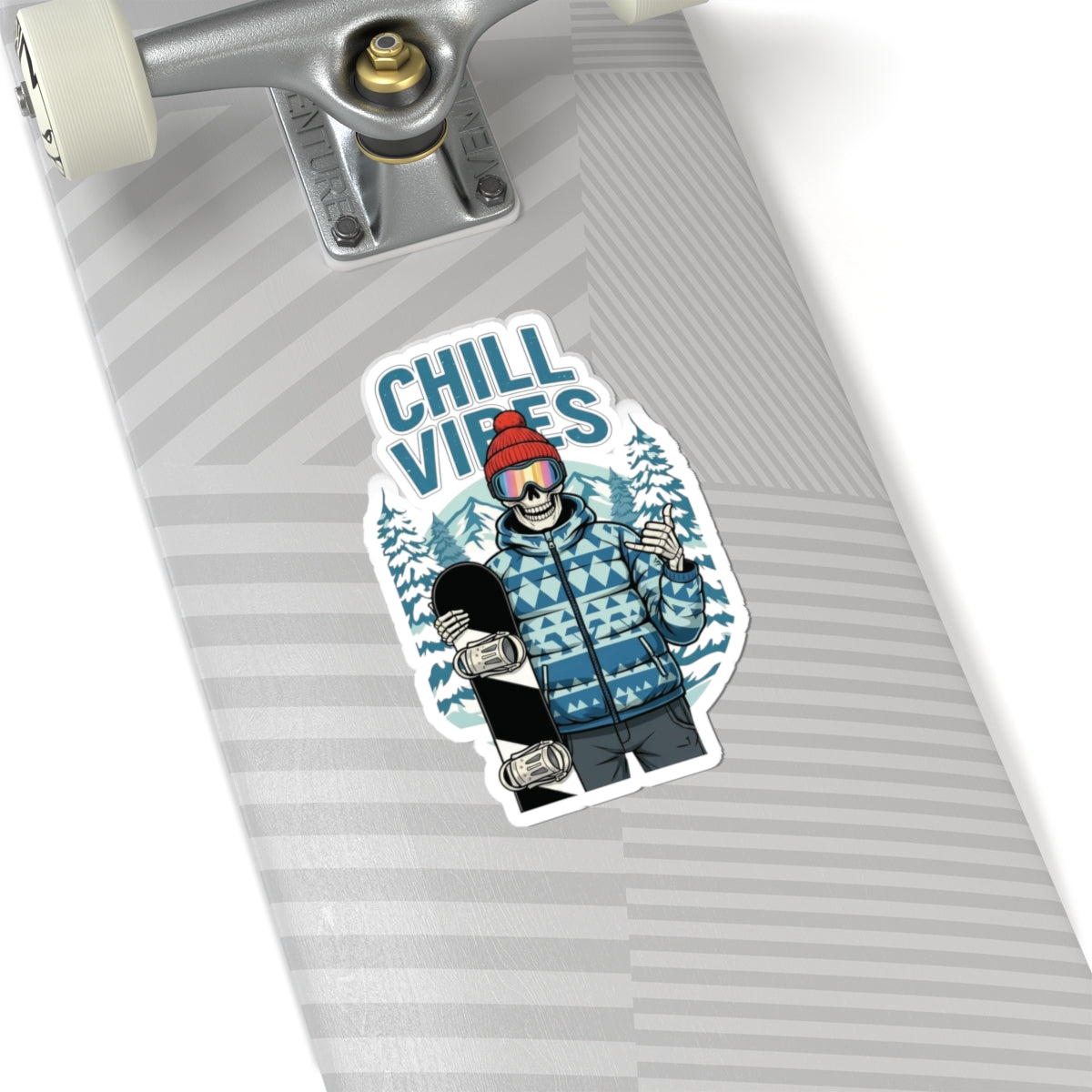 Chill Vibes Kiss-Cut Stickers, Cool Stickers for Laptops, Snowboarder Decals, Skiing Gear, Winter Sports Gifts, Chill Out Decor