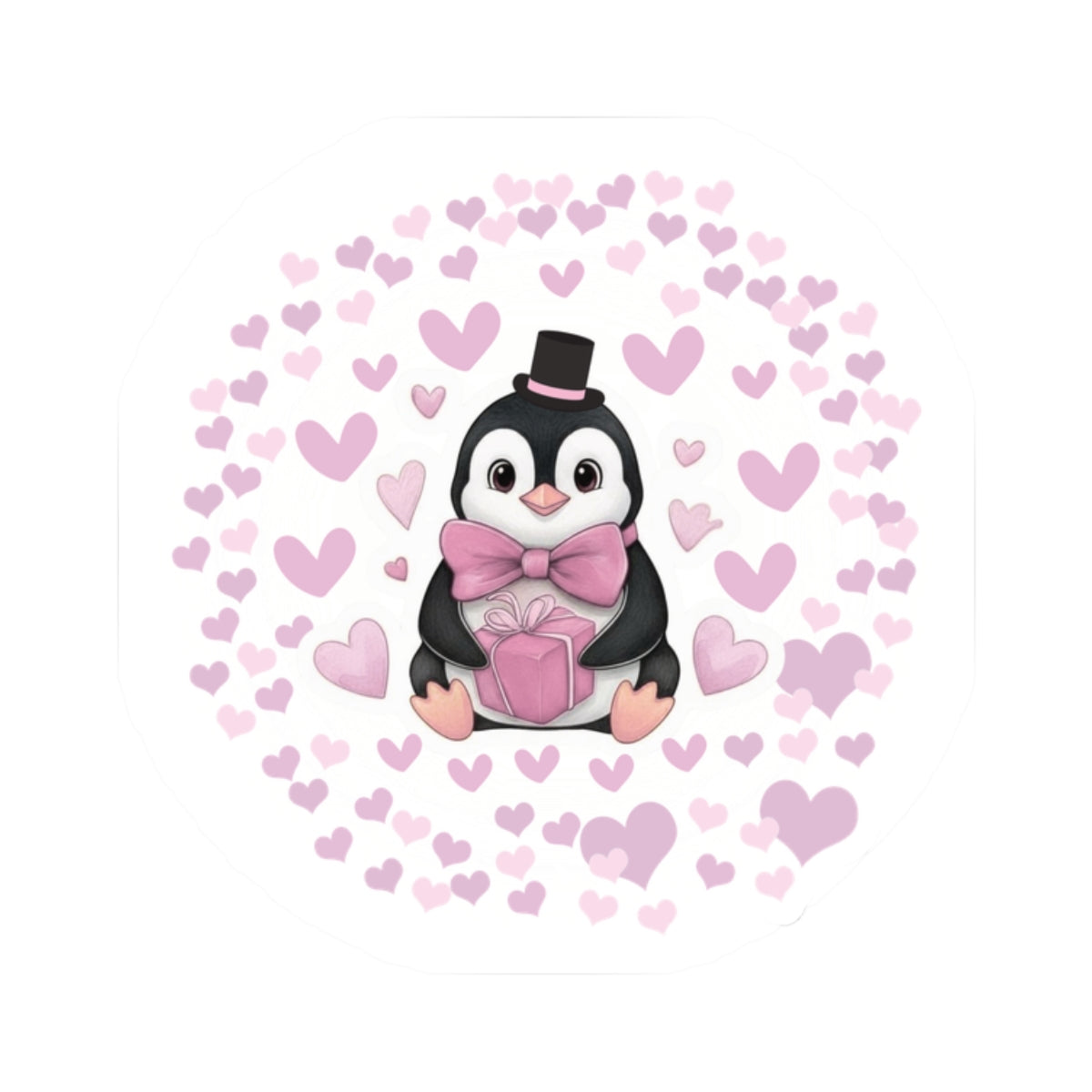 Adorable Penguin Love Kiss-Cut Stickers, Cute Valentine's Day Gift, Laptop Decor, Scrapbooking, Heart Theme Decor