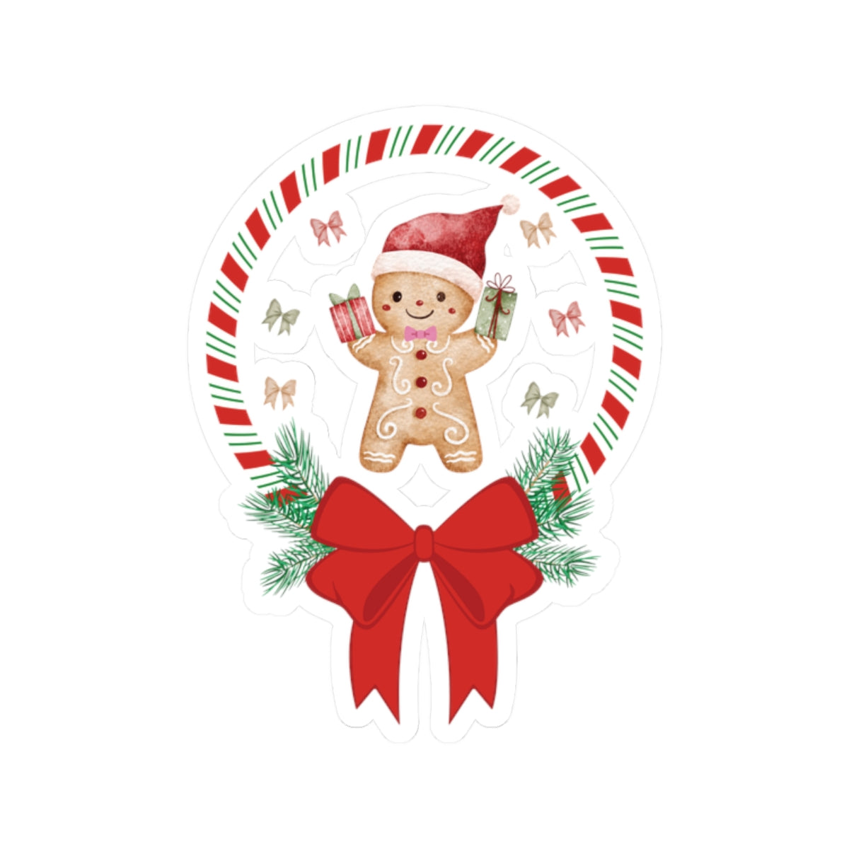 Festive Holiday Kiss-Cut Stickers, Gingerbread Man Decor, Christmas Gift, Scrapbooking Supplies, Laptop Stickers