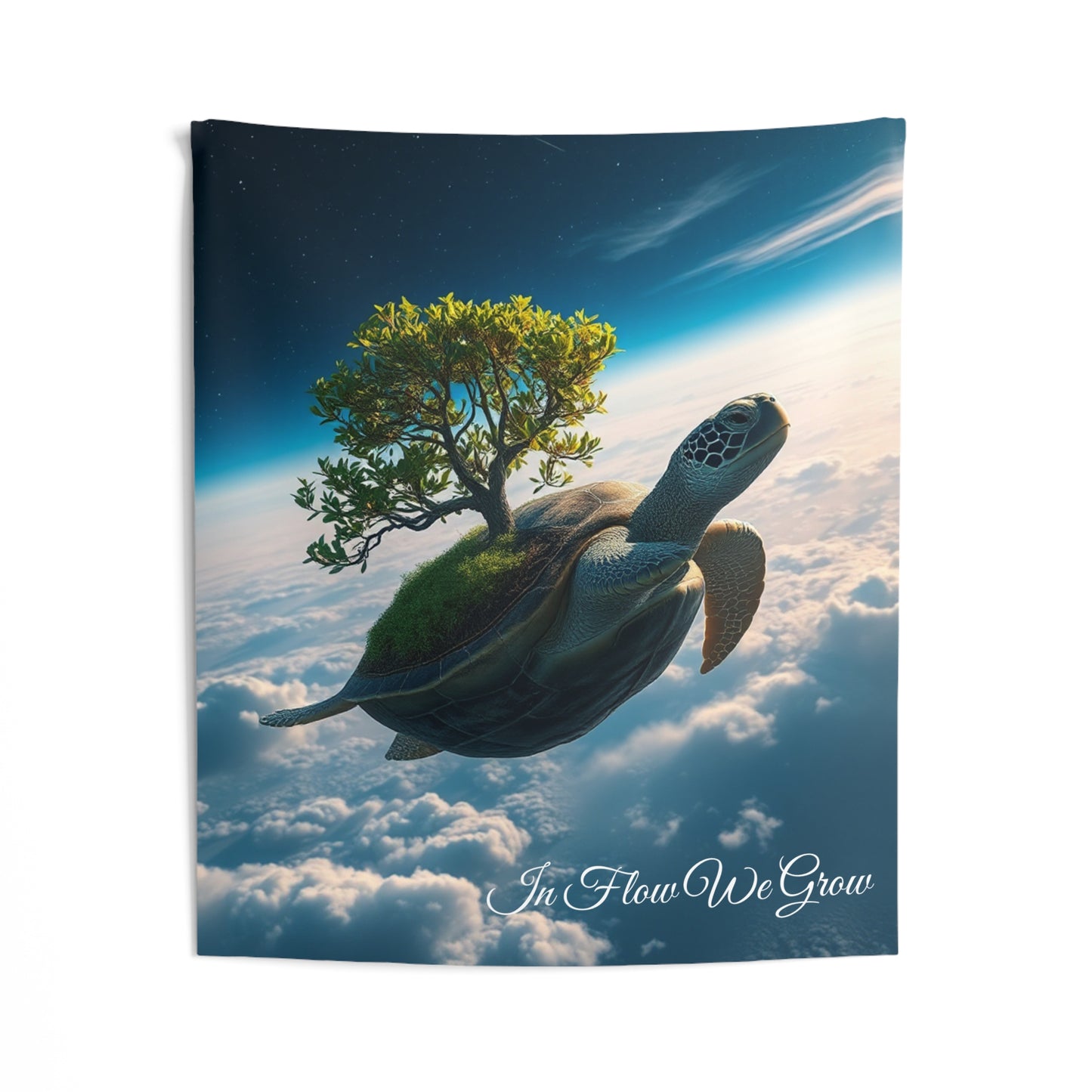 In Flow We Grow Turtle Tapestry | Zen-Inspired Wall Art for Yoga & Meditation Spaces