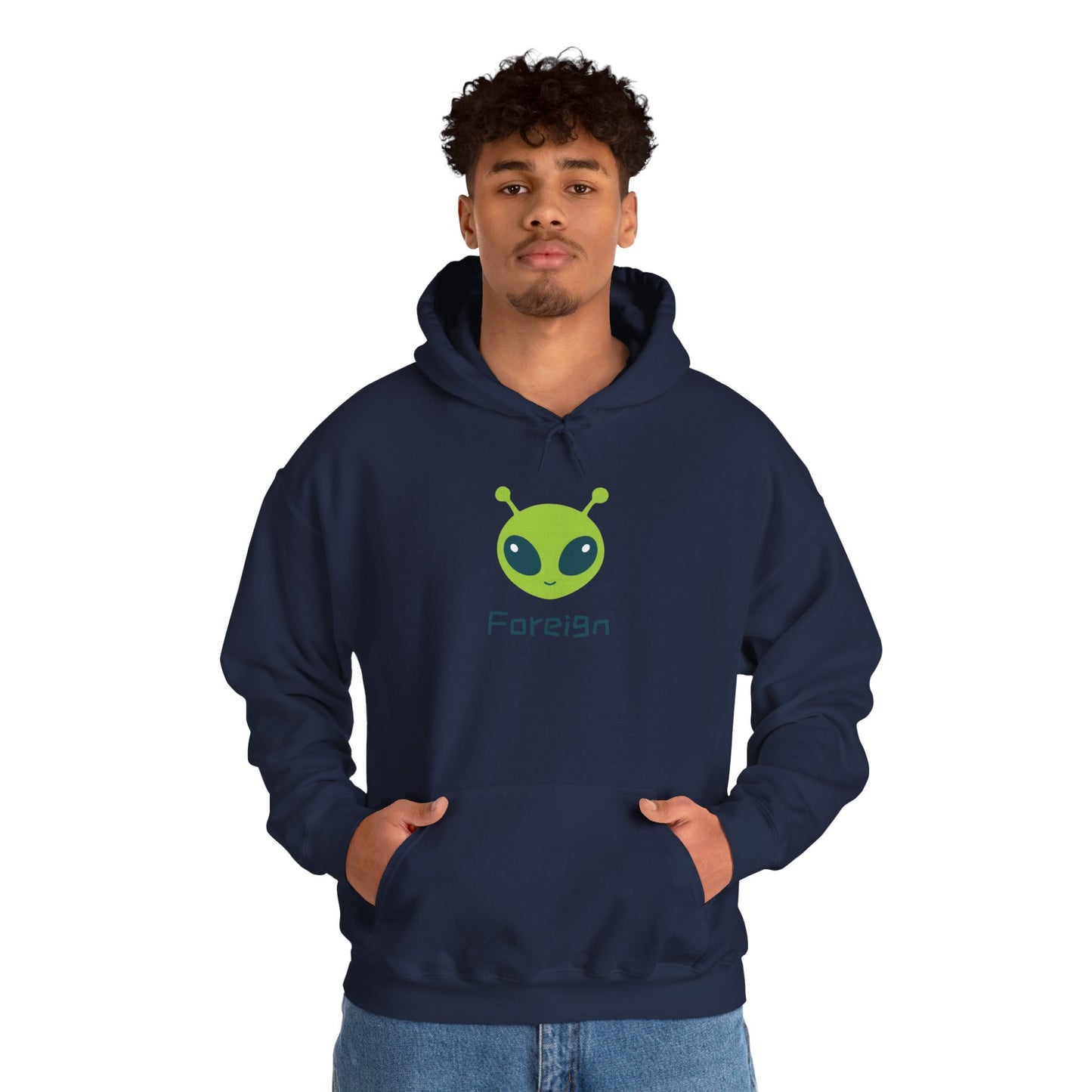 Alien Logo Hoodie — Retro Foreign UFO Graphic Sweatshirt