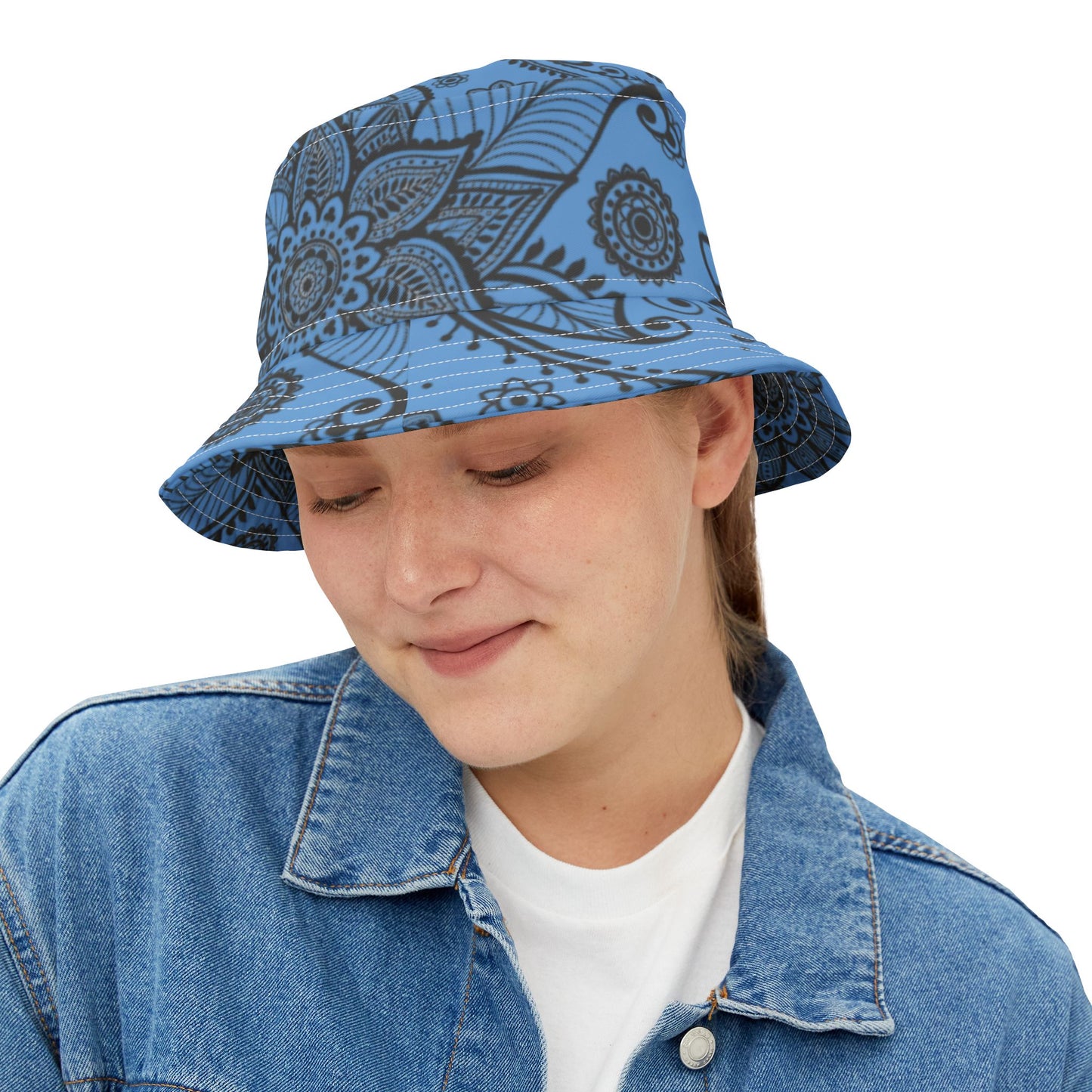 Blue Floral Bucket Hat | Unisex Summer & Festival Hat – Stylish Beachwear Sun Hat