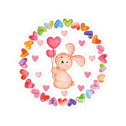 Cute Bunny Heart Kiss-Cut Stickers, Adorable Decals for Laptops, Journals & Gift Wrapping, Perfect for Birthdays & Valentine's Day