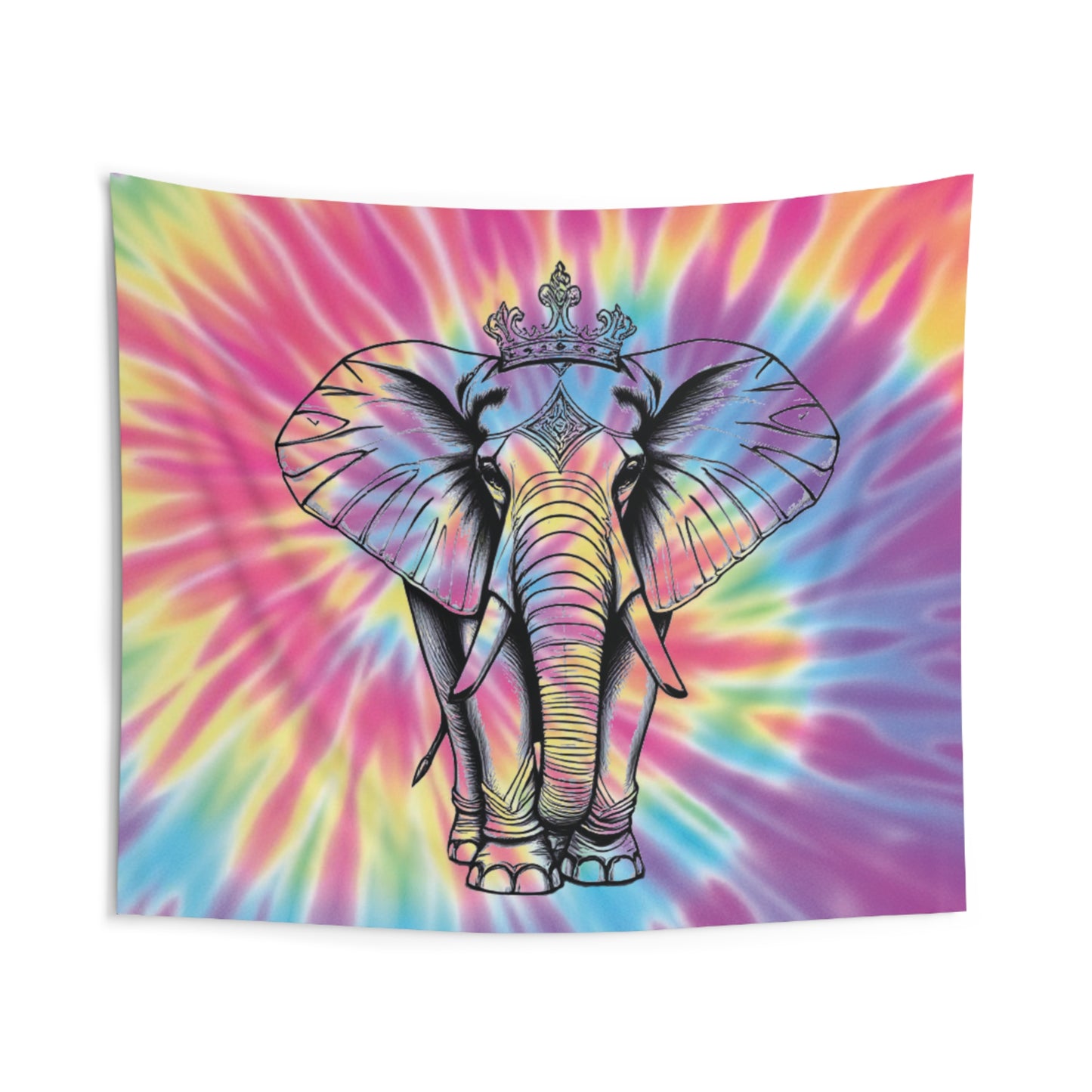 Colorful Elephant Tie-Dye Wall Tapestry, Boho Home Decor, Psychedelic Art, Living Room Wall Hanging, Festival Decorations, Yoga Studio Decor