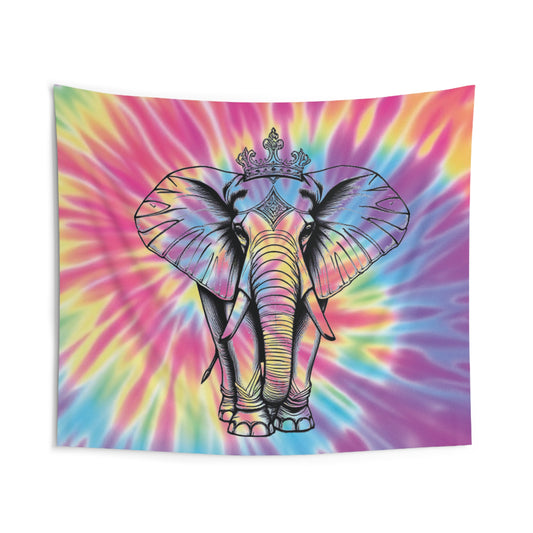 Colorful Elephant Tie-Dye Wall Tapestry, Boho Home Decor, Psychedelic Art, Living Room Wall Hanging, Festival Decorations, Yoga Studio Decor
