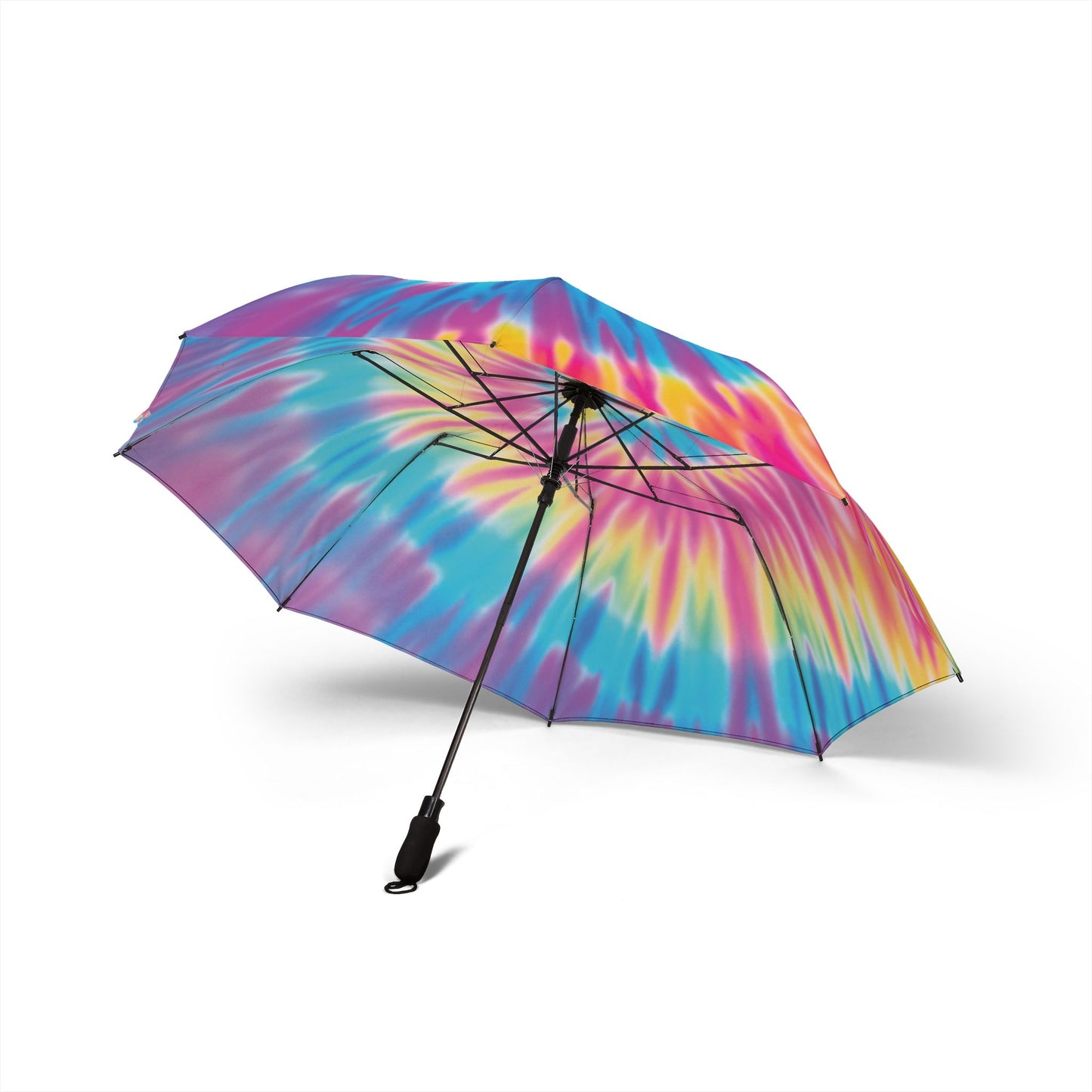 Vibrant Tie-Dye Semi-Automatic Umbrella, Foldable Rain Gear, Beach Accessory, Festival Essential, Unique Gift Idea