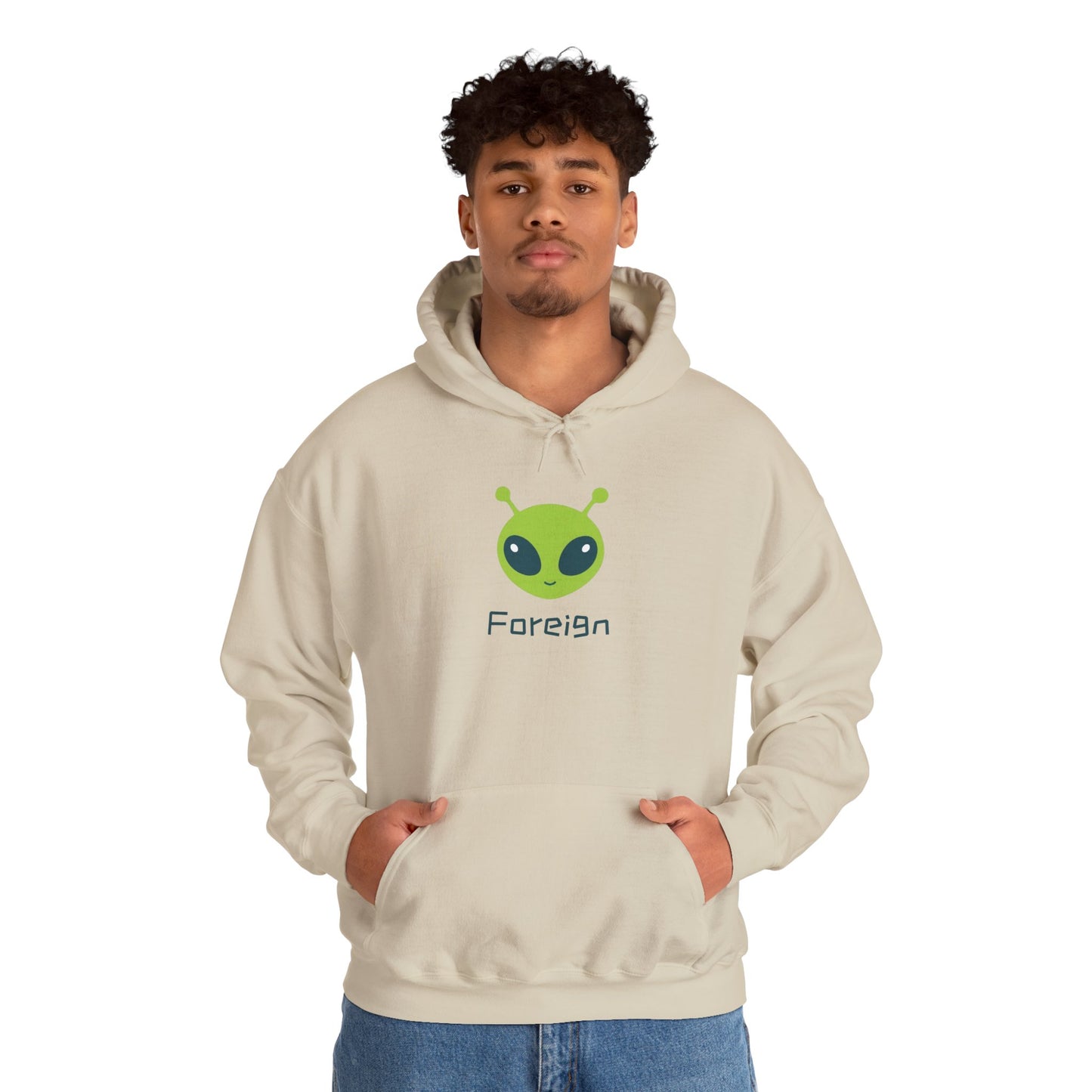 Alien Logo Hoodie — Retro Foreign UFO Graphic Sweatshirt