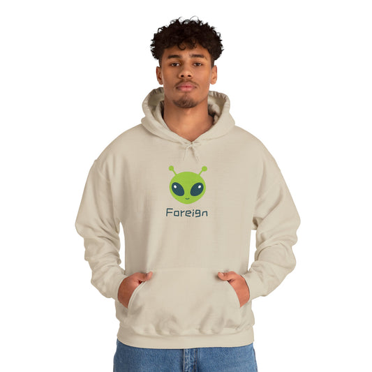Alien Logo Hoodie — Retro Foreign UFO Graphic Sweatshirt