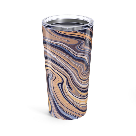 Cream & Blue Paint Swirl 20oz Tumbler | Stylish Stainless Steel Travel Mug for Coffee, Tea & Gifts