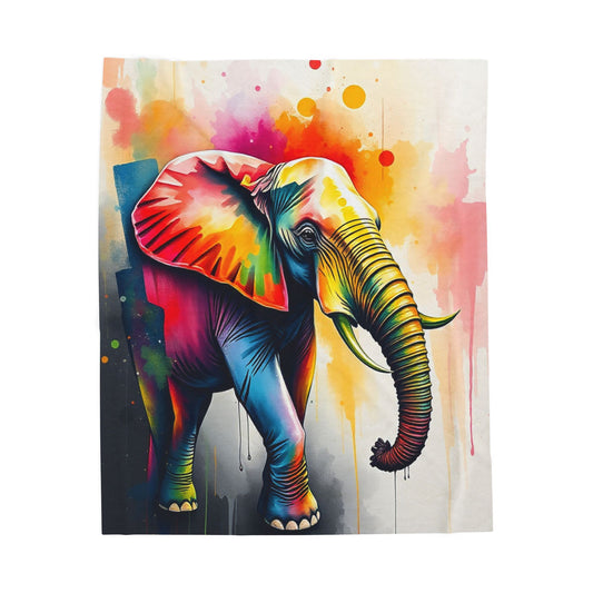 Colorful Elephant Safari Velveteen Plush Blanket — Soft Throw for Kids, Nursery, Animal Lovers & Whimsical Home Décor