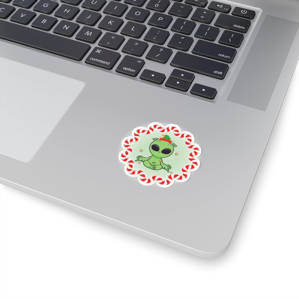 Festive Alien Kiss-Cut Stickers | Cute Holiday Decor, Gift for Sci-Fi Fans, Christmas Accessories, Laptop Decals, Fun Party Favors
