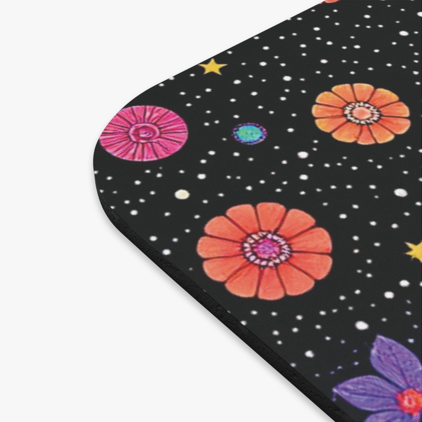 Colorful Floral Galaxy Mouse Pad, Vibrant Office Decor, Gift for Flower Lovers, Unique Desk Accessories, Astronomy Inspired Home