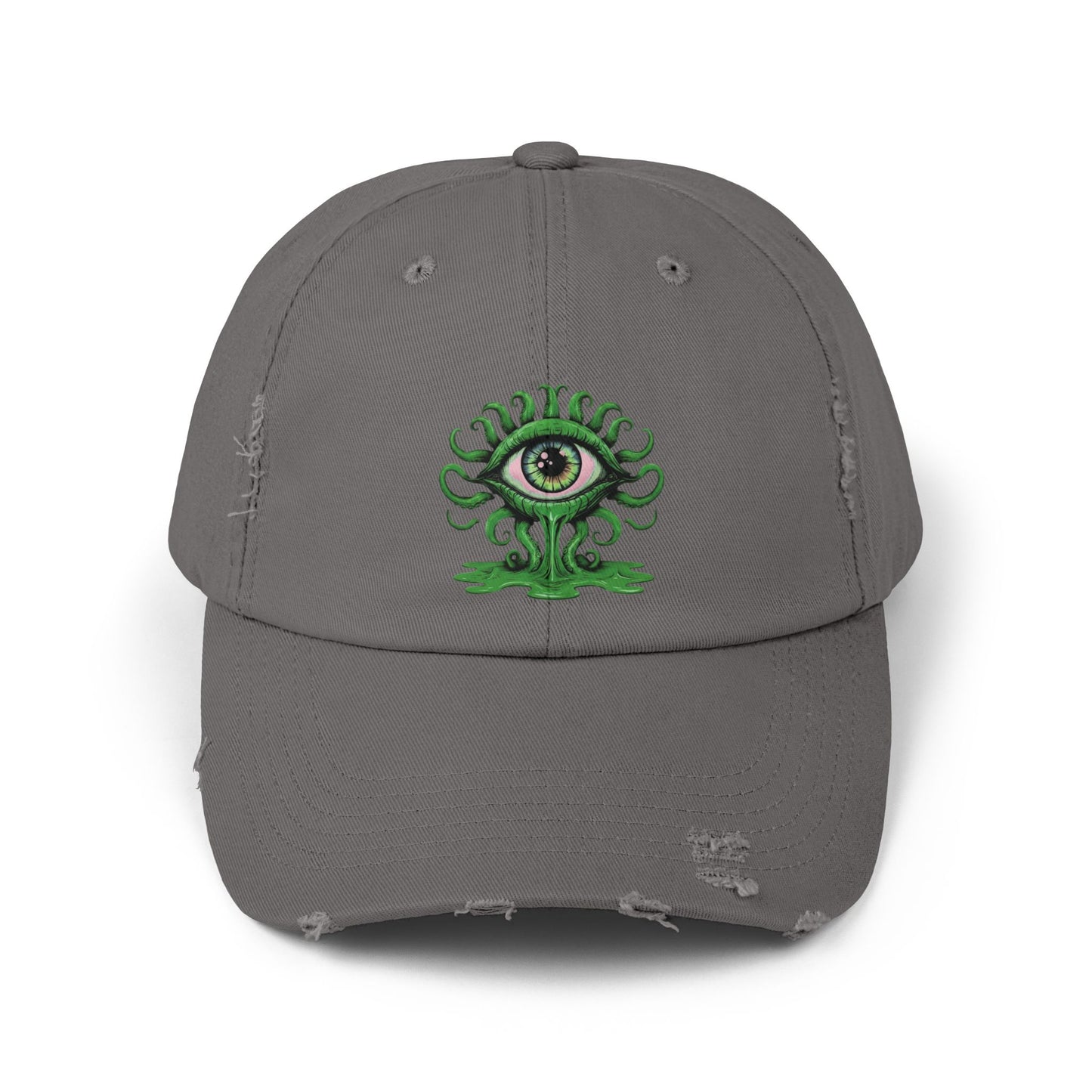 Woke AF Third Eye Open Distressed Dad Hat – Psychedelic Graphic Print Vintage Style Cap