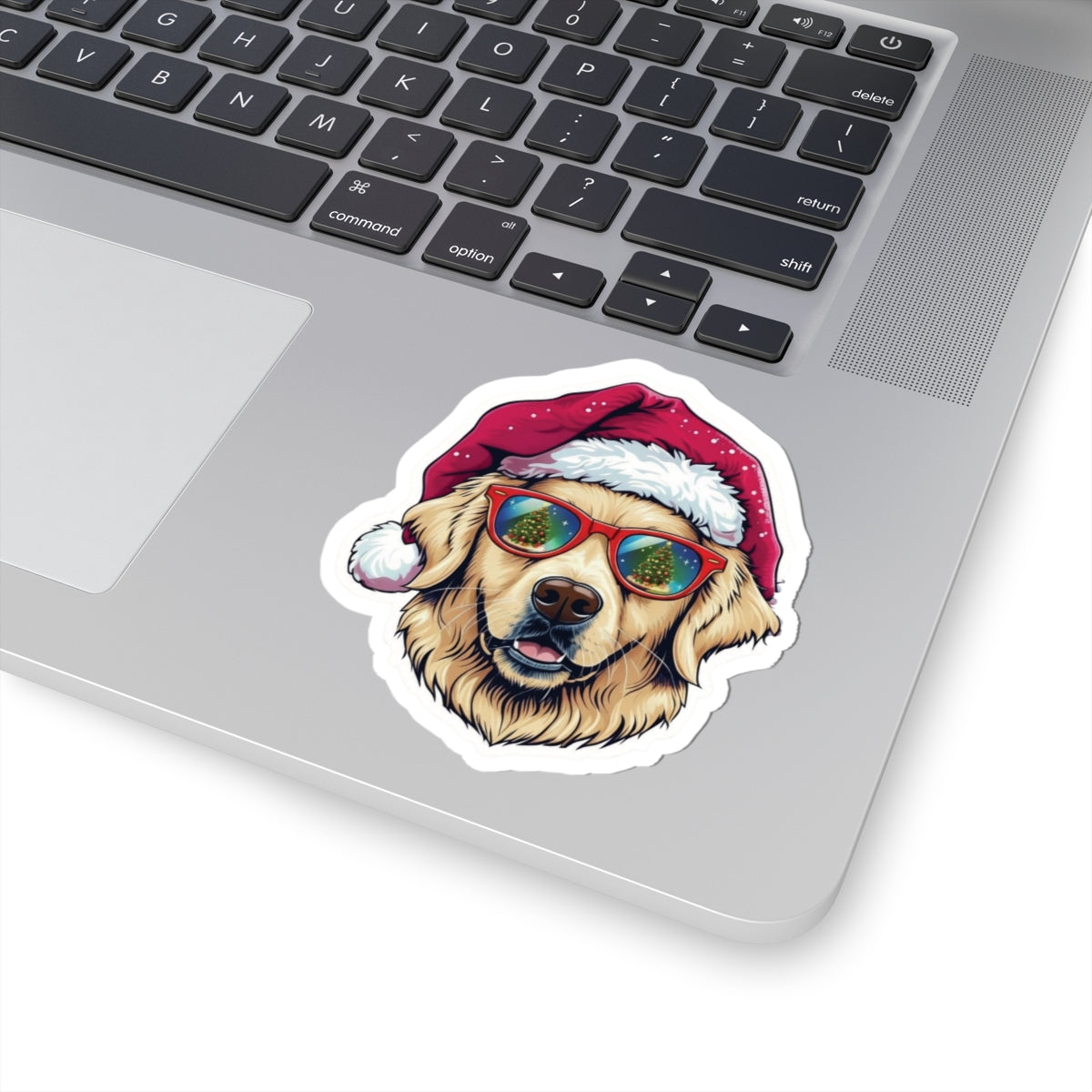 Festive Golden Retriever Stickers, Cute Dog Christmas Decorations, Holiday Laptop Decor, Gift for Dog Lovers, Pet Celebration Stickers