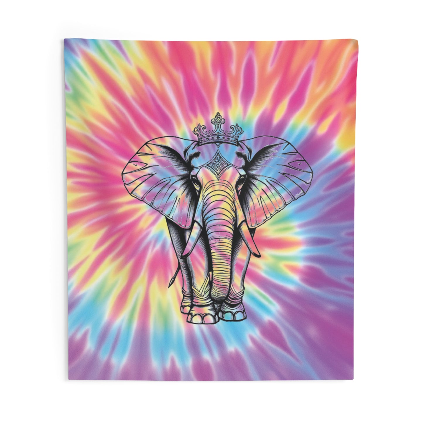 Colorful Elephant Tie-Dye Wall Tapestry, Boho Home Decor, Psychedelic Art, Living Room Wall Hanging, Festival Decorations, Yoga Studio Decor