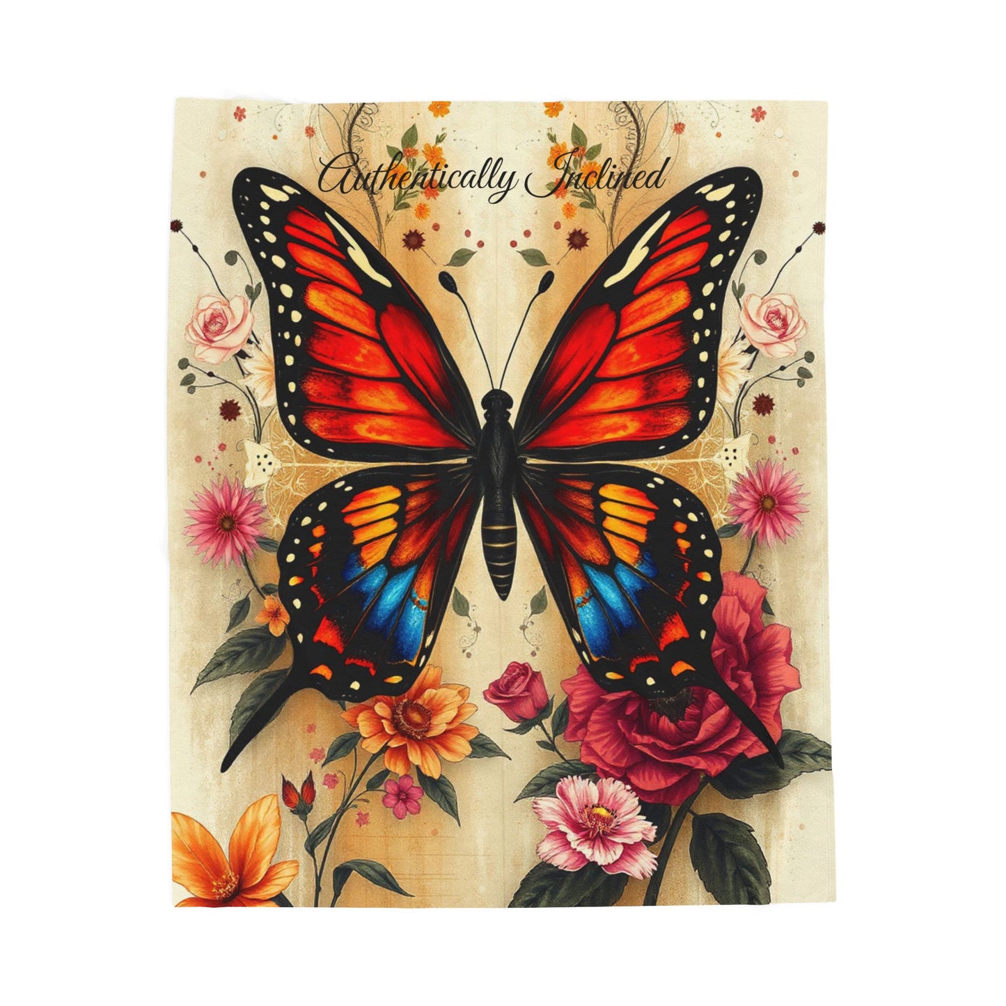 Floral Microfleece Blanket — “Authentically Inclined” Soft Plush Throw for Self-Care, Nursery & Inspirational Home Décor