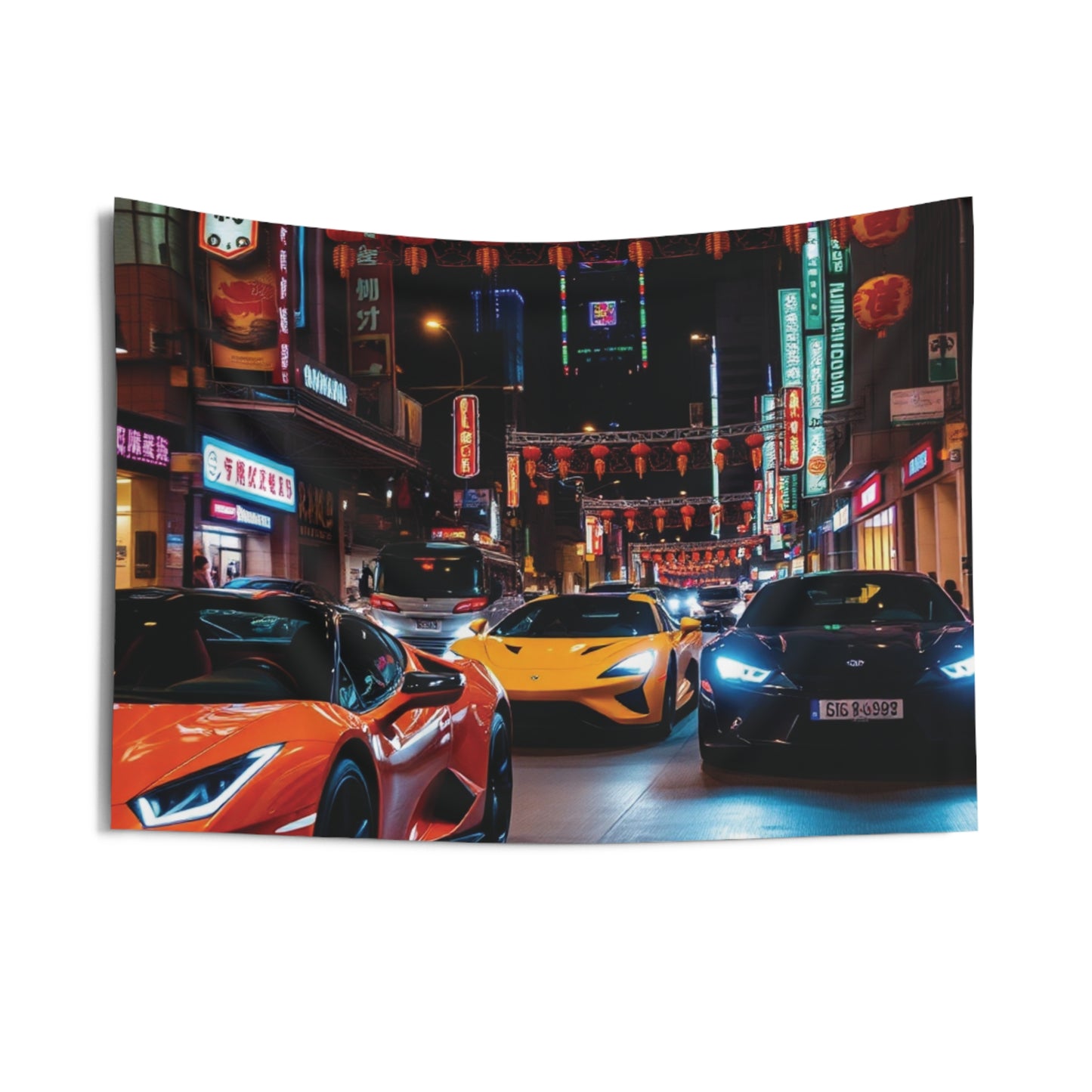 Lamborghini Nightlife Tapestry | Luxury Car Wall Decor & Modern Room Aesthetic