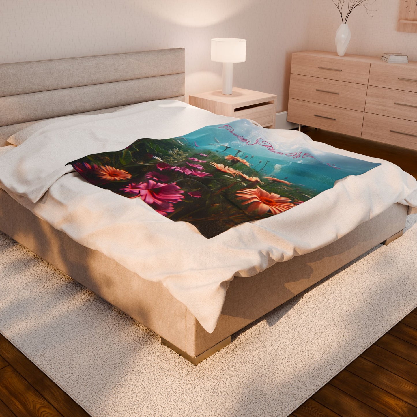 Floral Underwater Garden "Growing In Places No One Sees" Cozy Throw — Velveteen Plush Blanket