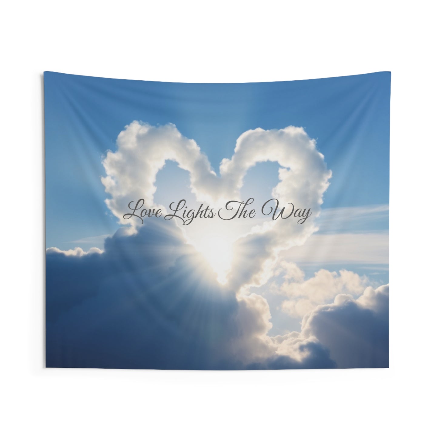 Love Lights The Way Tapestry | Cloud Heart Wall Art & Romantic Bedroom Decor