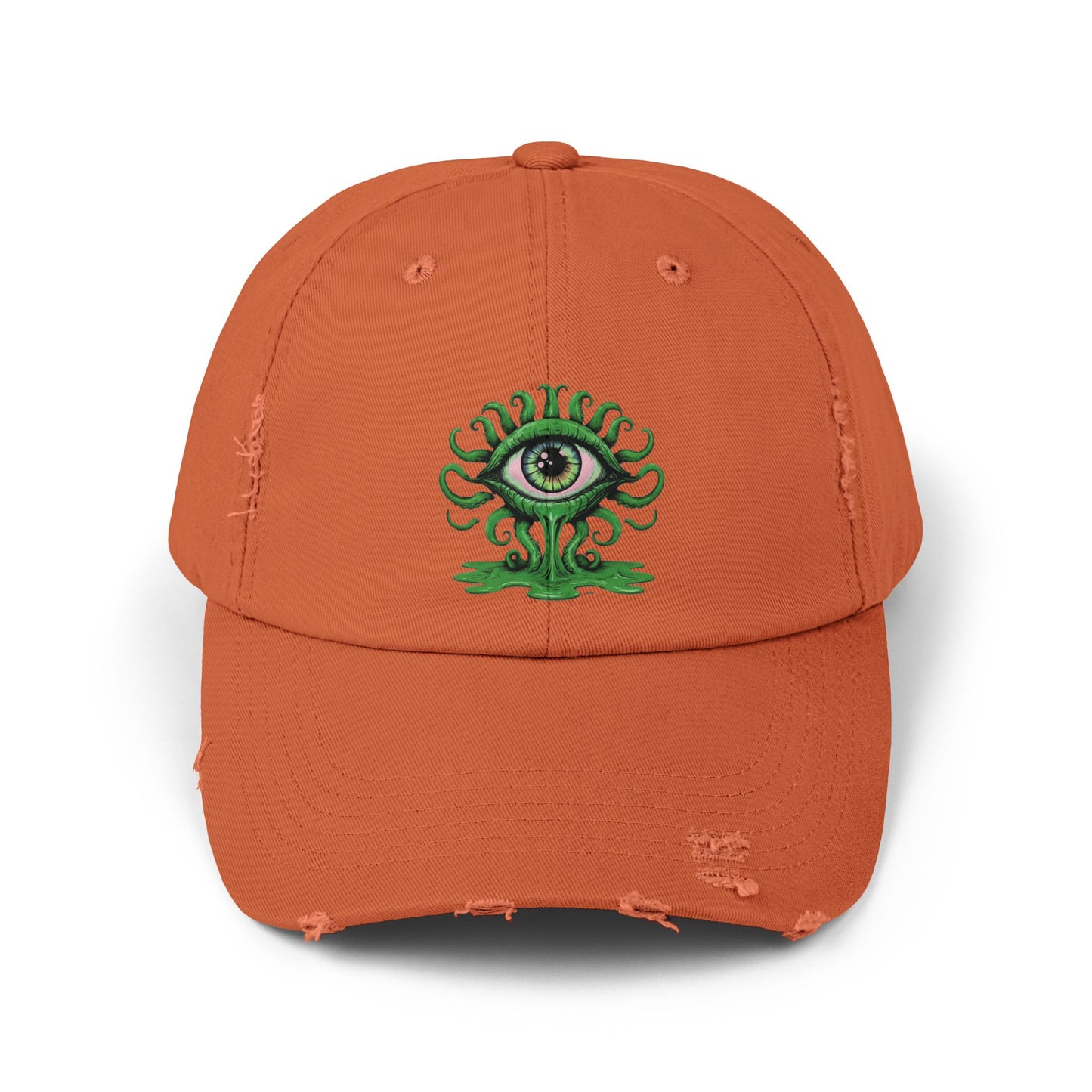 Woke AF Third Eye Open Distressed Dad Hat – Psychedelic Graphic Print Vintage Style Cap