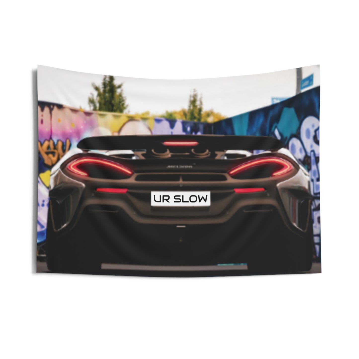 “UR SLOW” Car Wall Tapestry | Mindful Automotive Art for Modern Rooms & Car Lovers