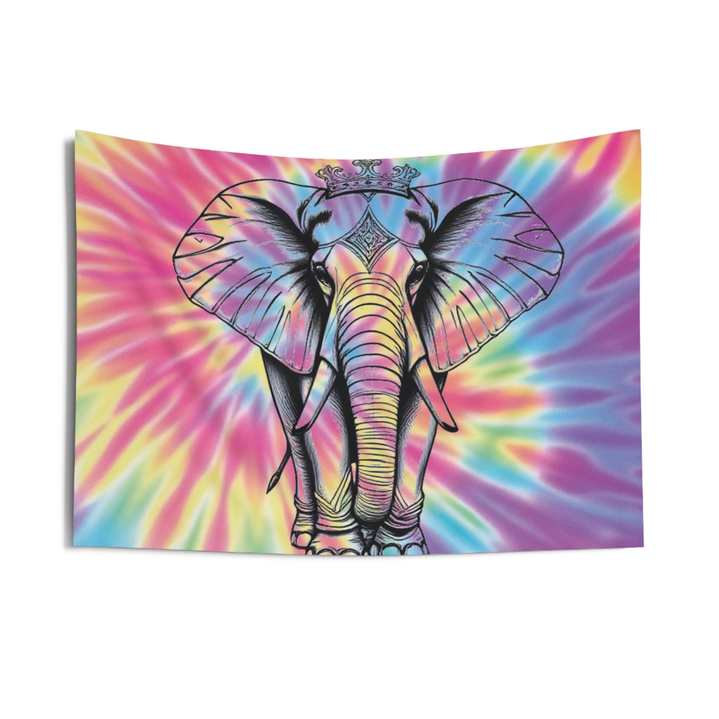 Colorful Elephant Tie-Dye Wall Tapestry, Boho Home Decor, Psychedelic Art, Living Room Wall Hanging, Festival Decorations, Yoga Studio Decor