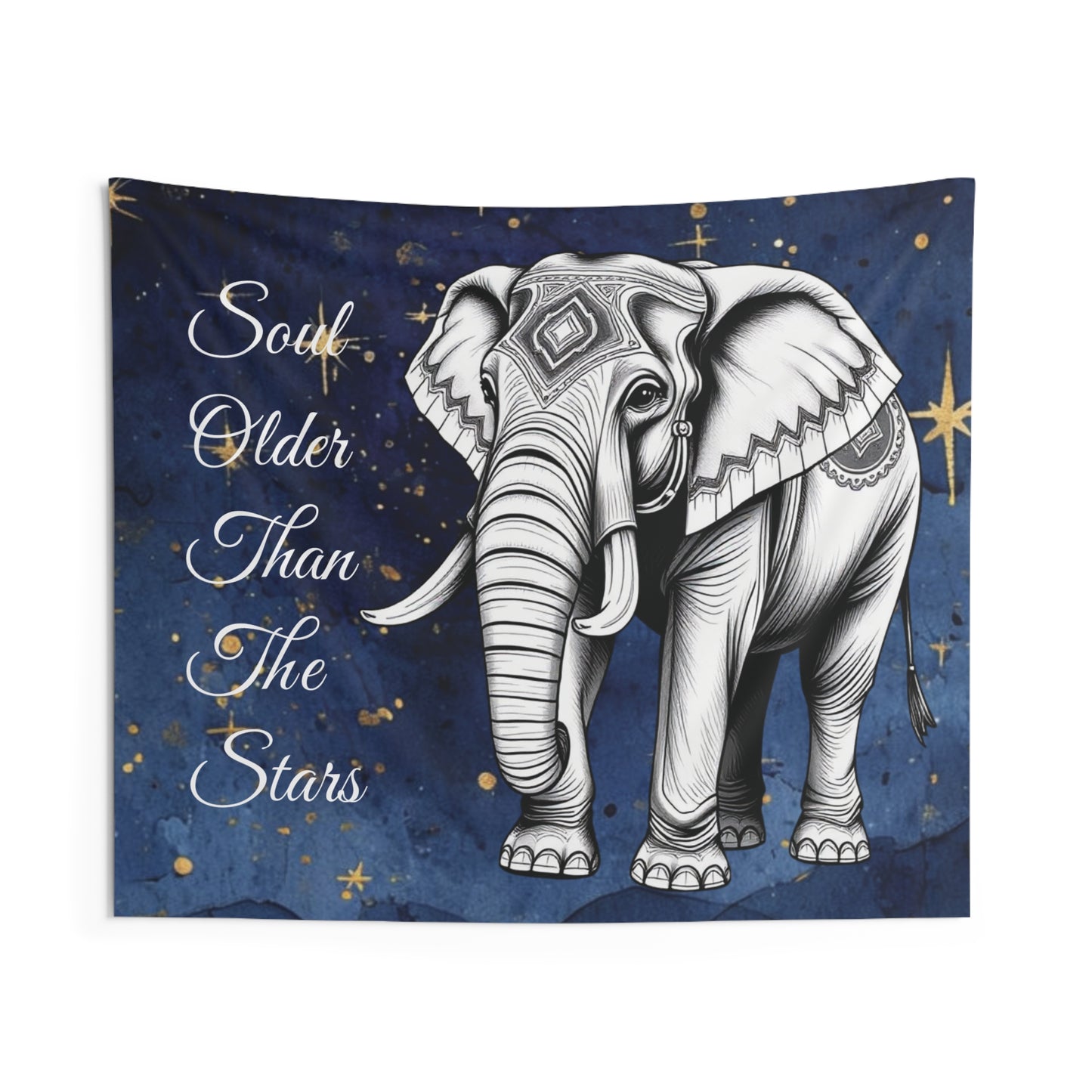 Soul Older Than The Stars Elephant Tapestry | Serene Boho Wall Art & Nature-Inspired Decor