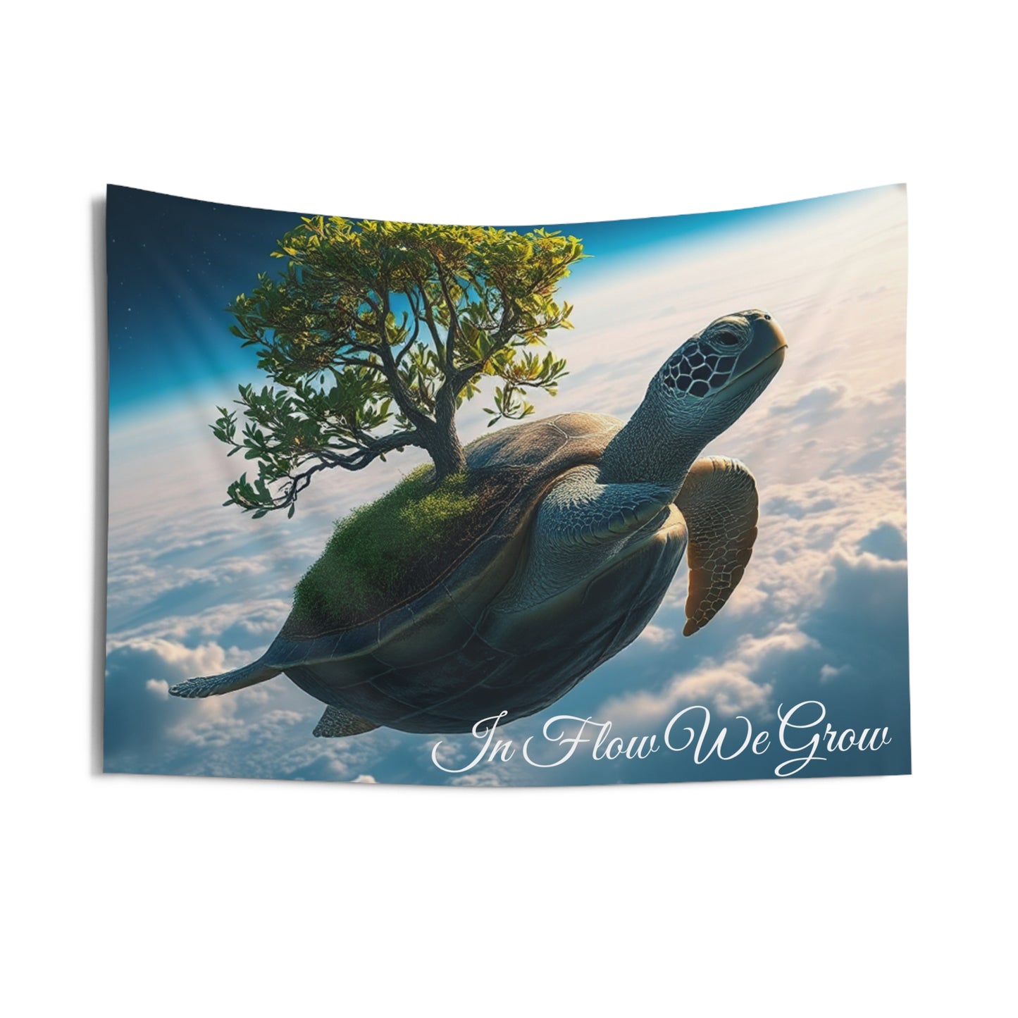 In Flow We Grow Turtle Tapestry | Zen-Inspired Wall Art for Yoga & Meditation Spaces