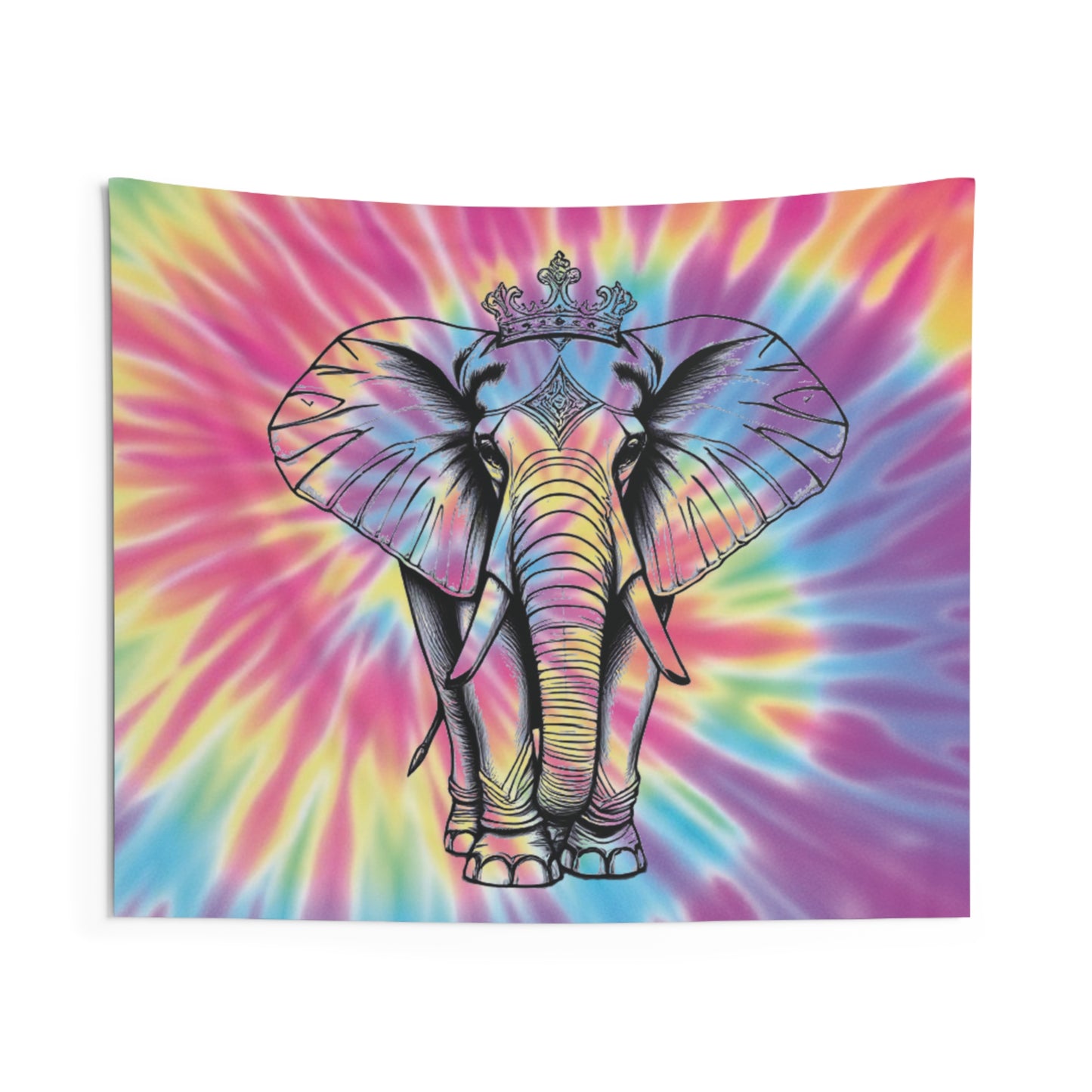 Colorful Elephant Tie-Dye Wall Tapestry, Boho Home Decor, Psychedelic Art, Living Room Wall Hanging, Festival Decorations, Yoga Studio Decor