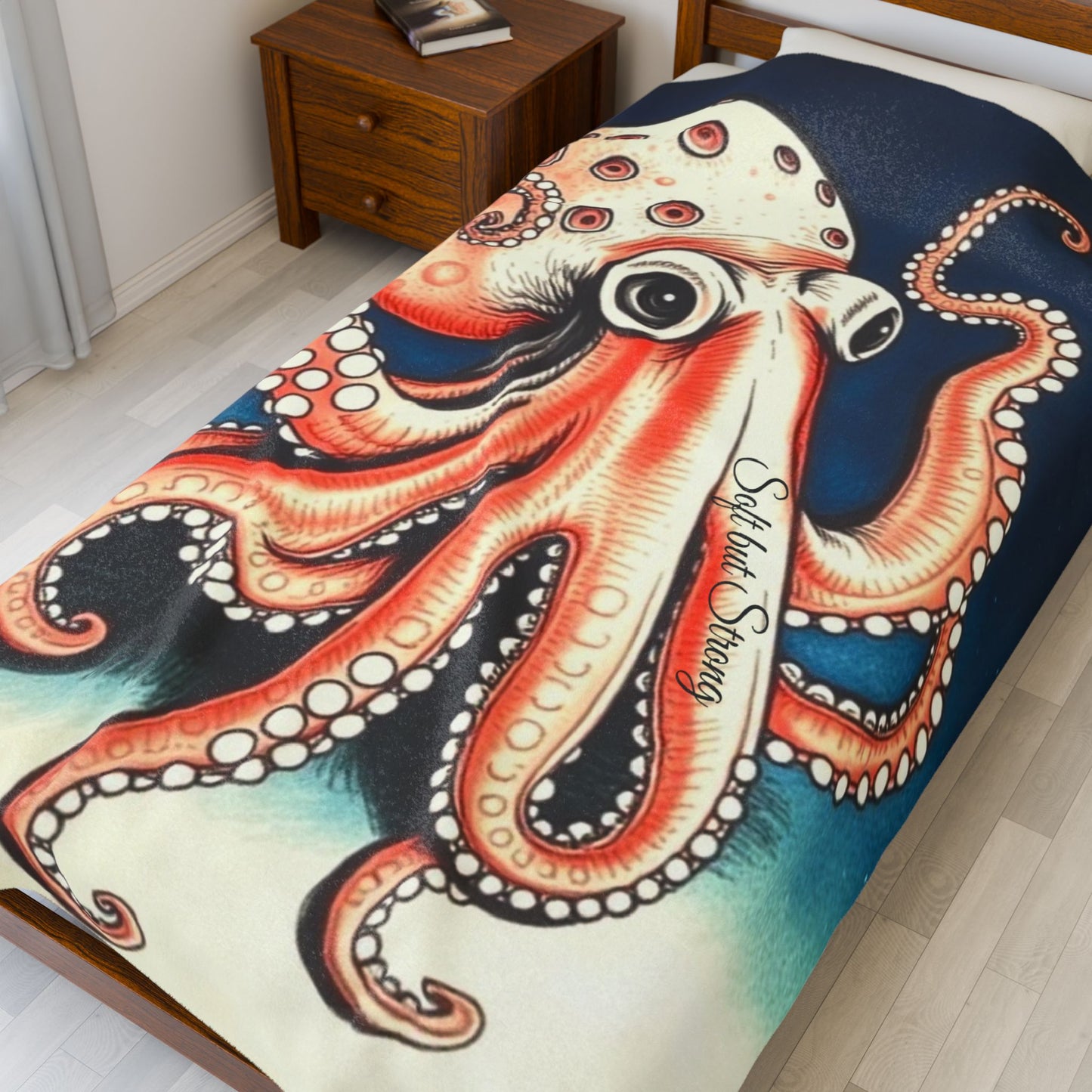 Soft But Strong Octopus Velveteen Plush Blanket — Cozy Ocean & Nautical Throw for Marine Life Lovers