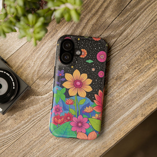 Floral Galaxy Universe Phone Case – Artistic Space Floral Design, Protective Cover, Gift for Her