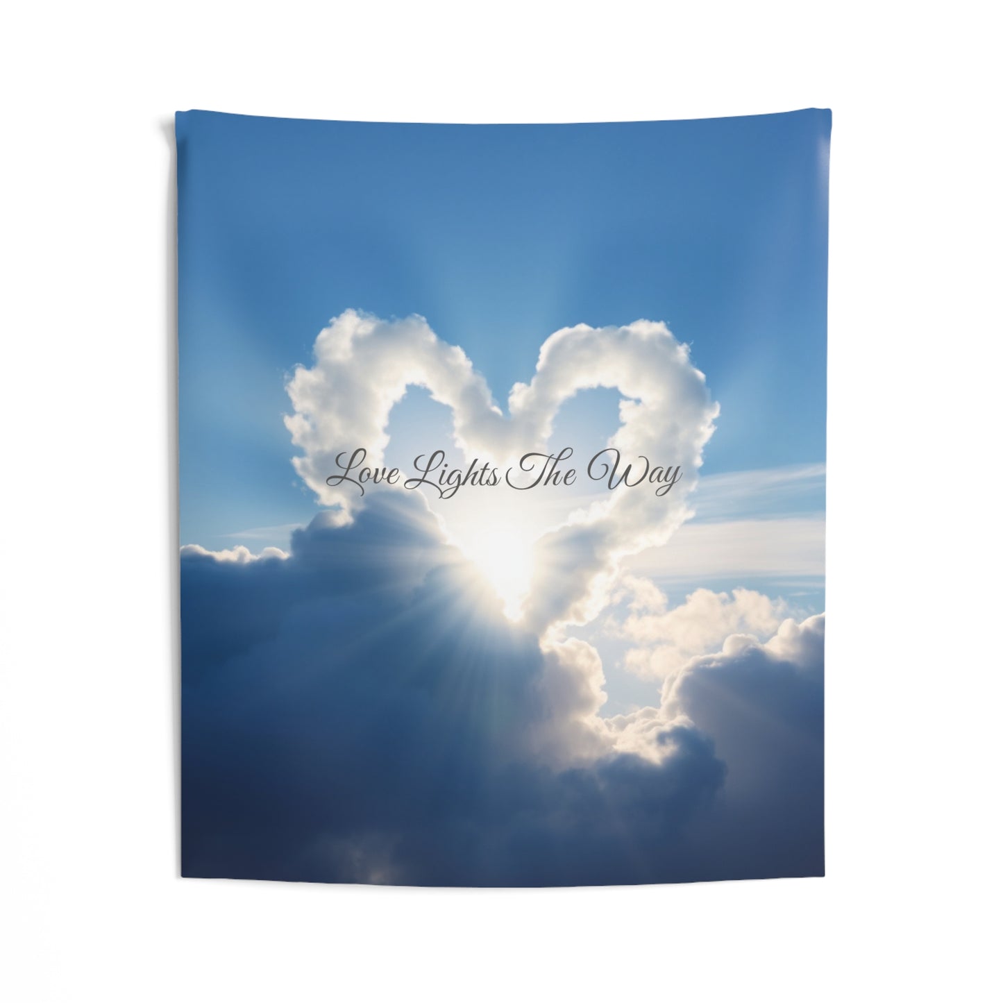 Love Lights The Way Tapestry | Cloud Heart Wall Art & Romantic Bedroom Decor