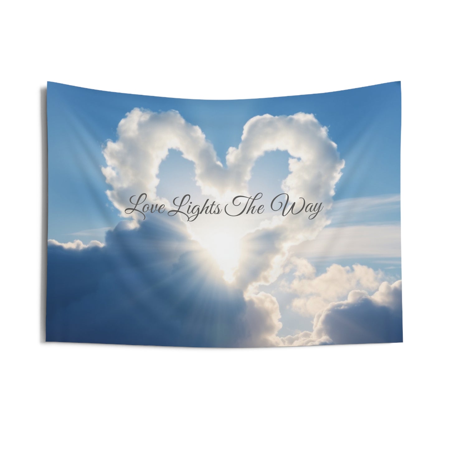 Love Lights The Way Tapestry | Cloud Heart Wall Art & Romantic Bedroom Decor