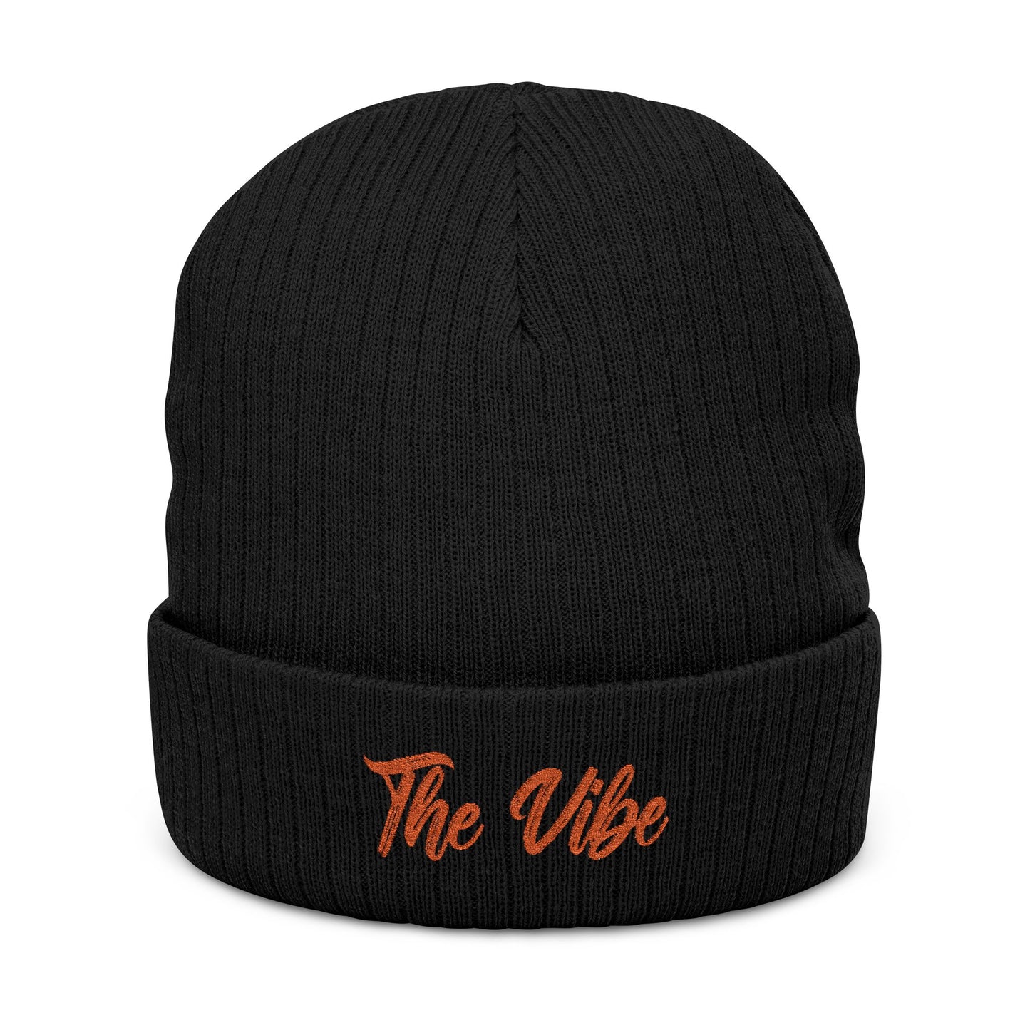 Beanie - 'The Vibe' Embroidered Ribbed Knit Beanie