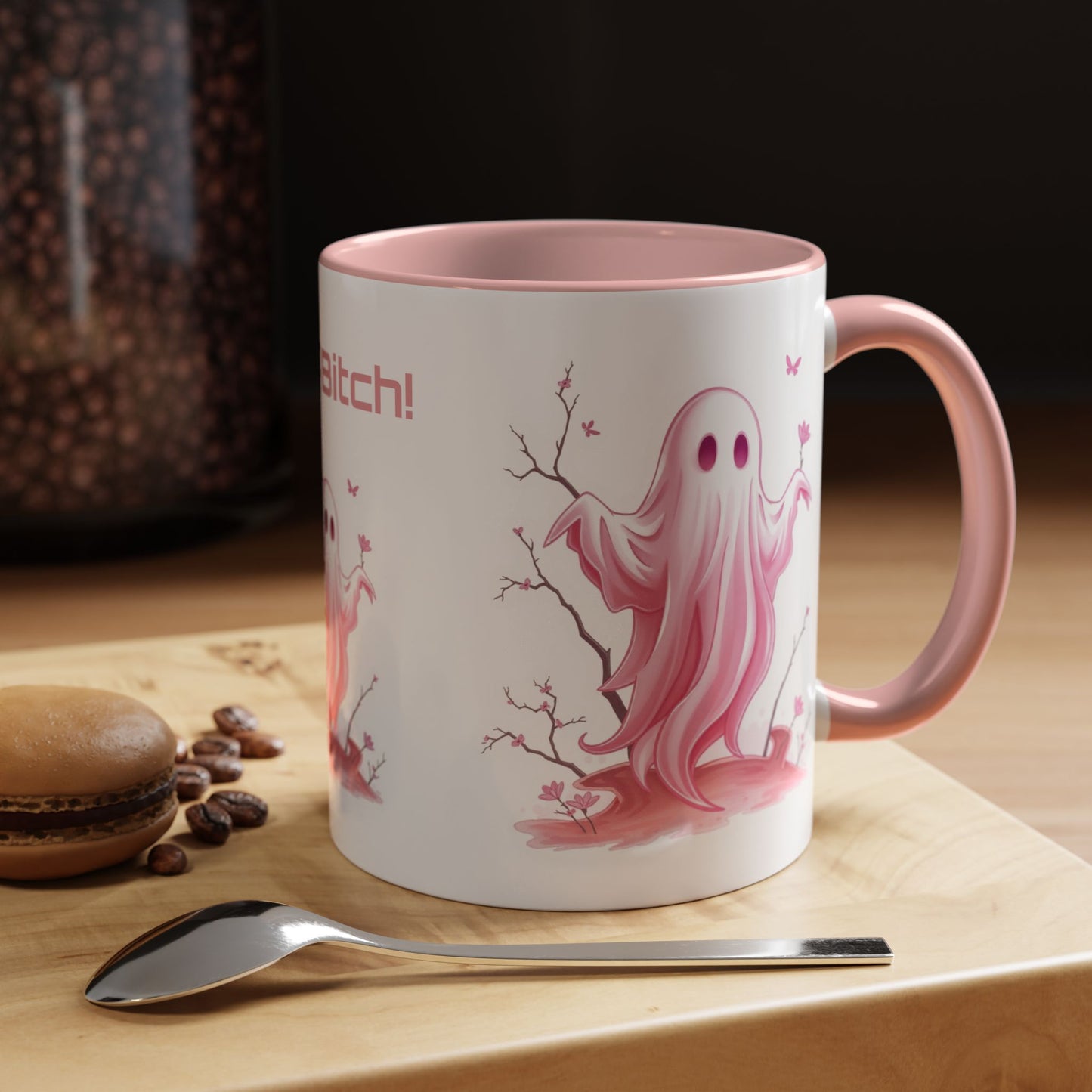 "Boo Bitch!" Ghost Coffee Mug — Funny Halloween Cup, Spooky Cute Drinkware & Ghost Lover Gift