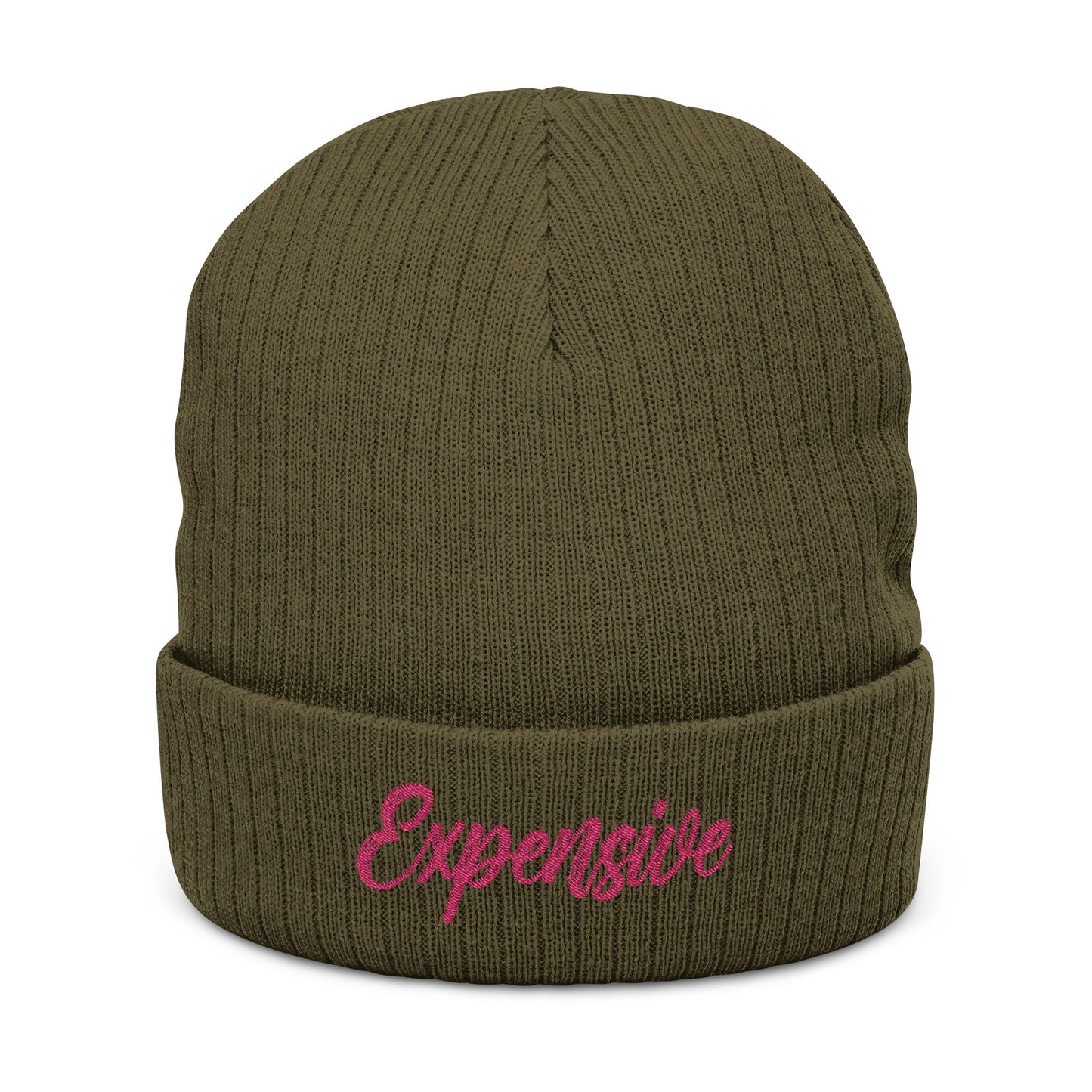 Stylish Ribbed Knit Beanie with 'EXPENSIVE' Embroidery, Cool Fashion Accessory, Gift for Him/Her, Winter Warmth, Trendy Beanie