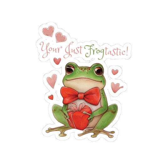 Frog Love Kiss-Cut Stickers, Adorable Frog Stickers, Cute Frog Gifts, Valentine's Day Decor, Fun Frog Art for Laptop